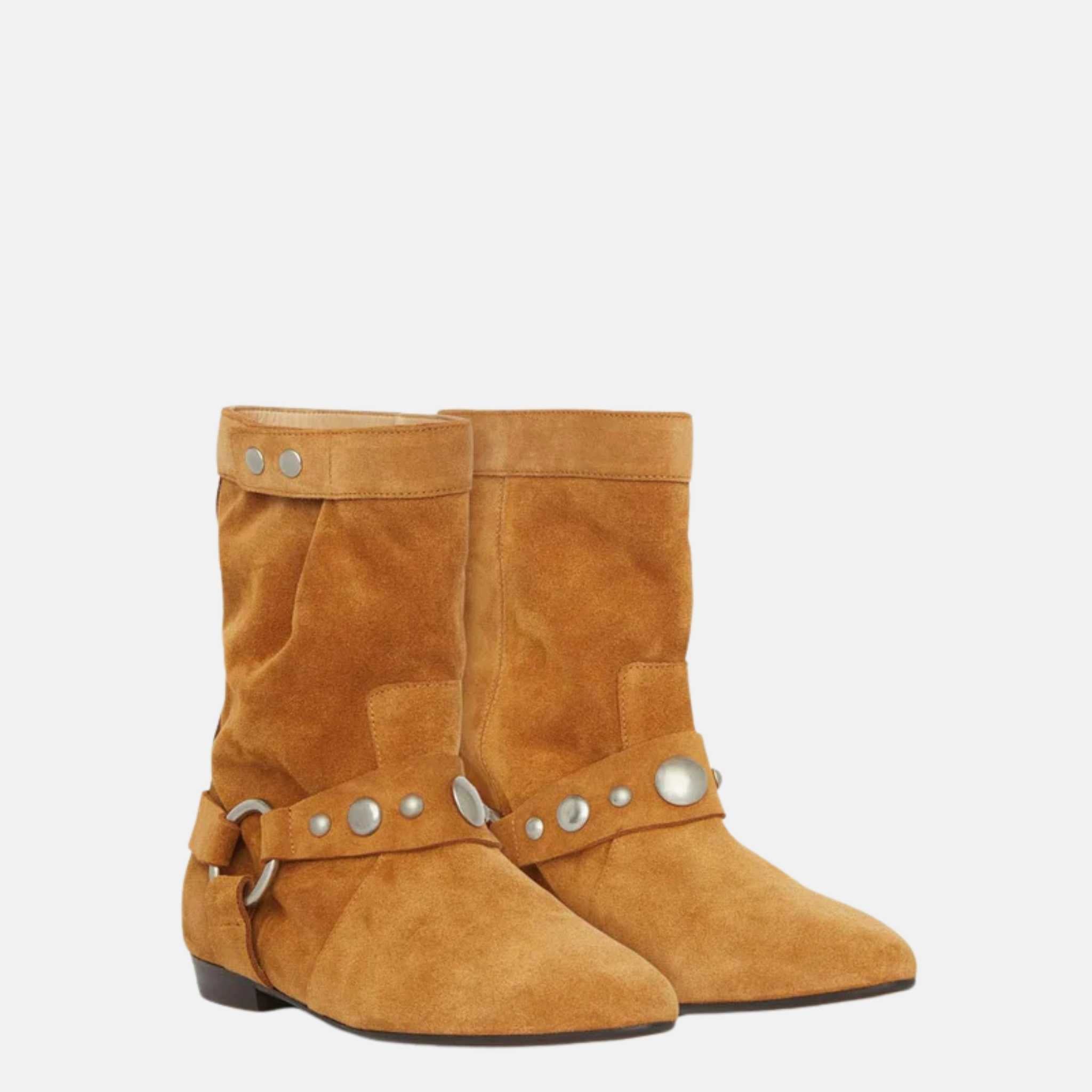 Stania Flat Boots In Suede Calfskin Leather