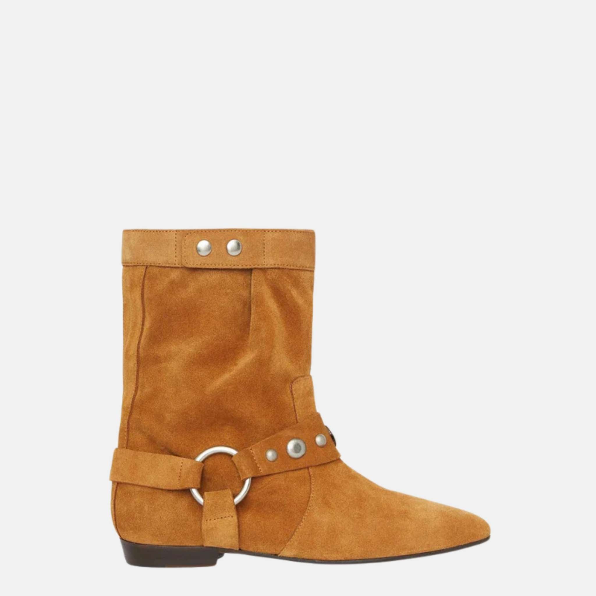 Stania Flat Boots In Suede Calfskin Leather