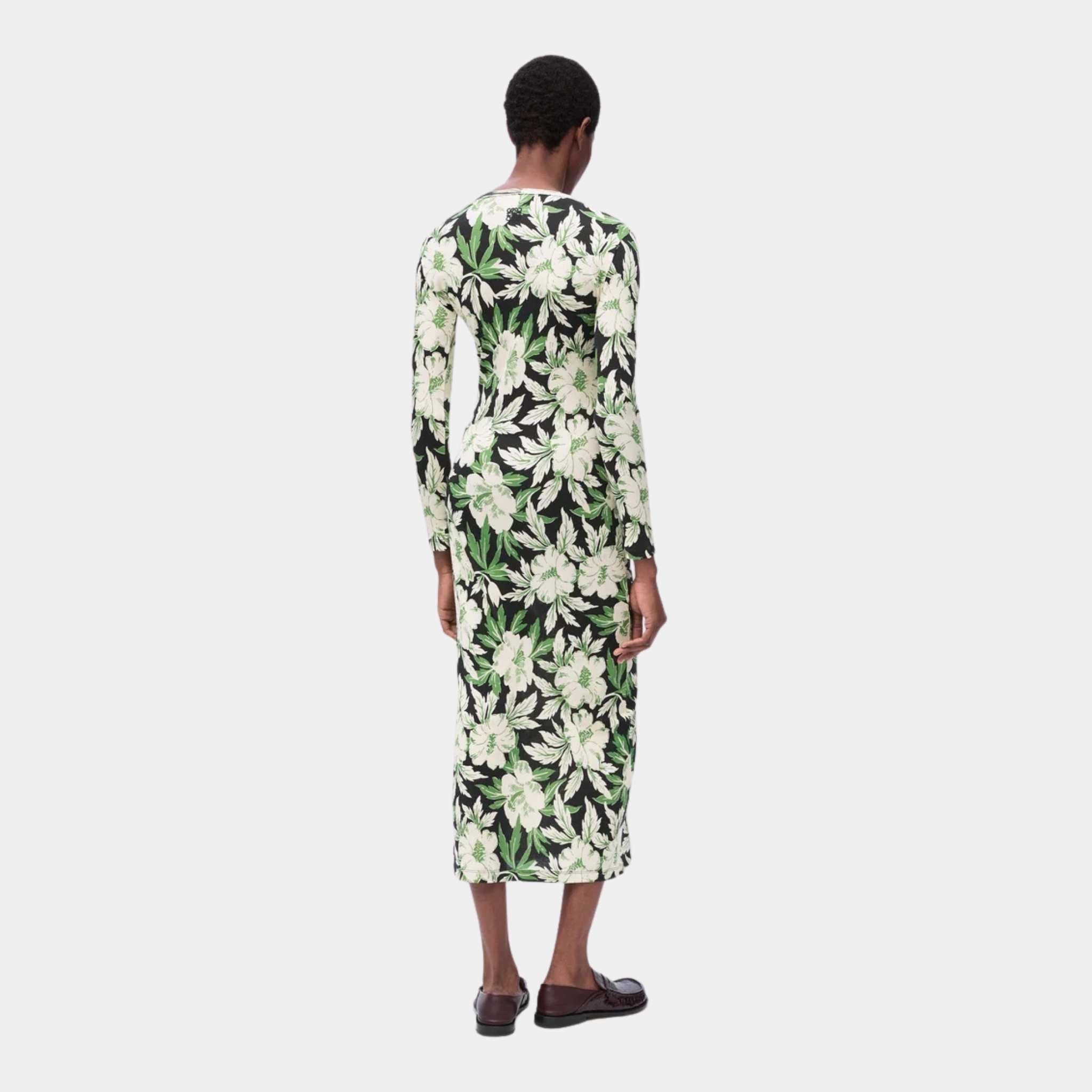 Dress in Silk and Cotton Hibiscus Floral Print