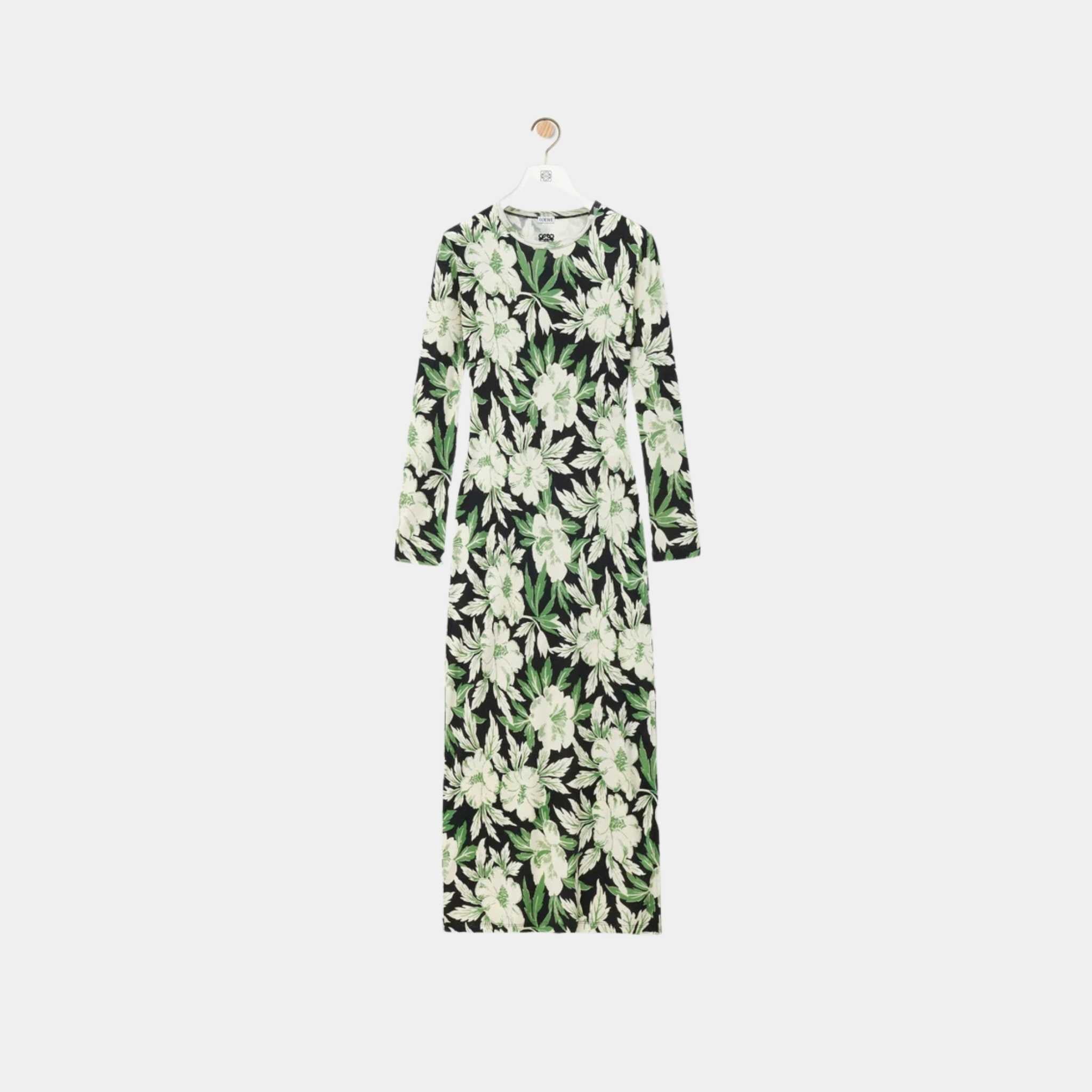 Dress in Silk and Cotton Hibiscus Floral Print