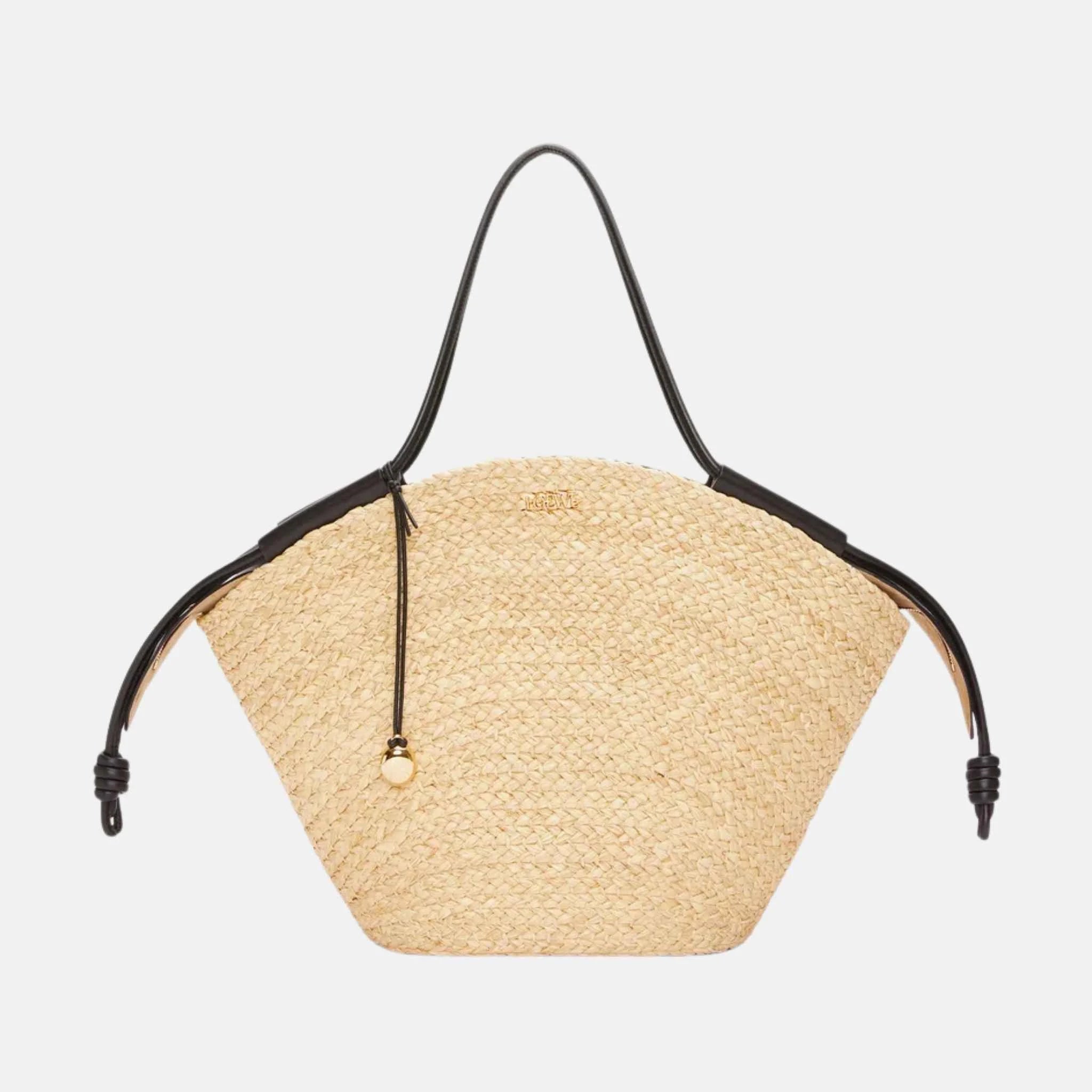 Large Paseo Basket in Raffia and Nappa Calfskin