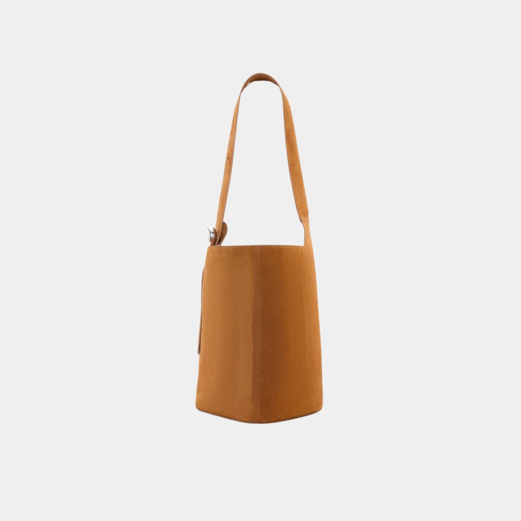 Large Pebble Bucket Bag In Suede Calfskin