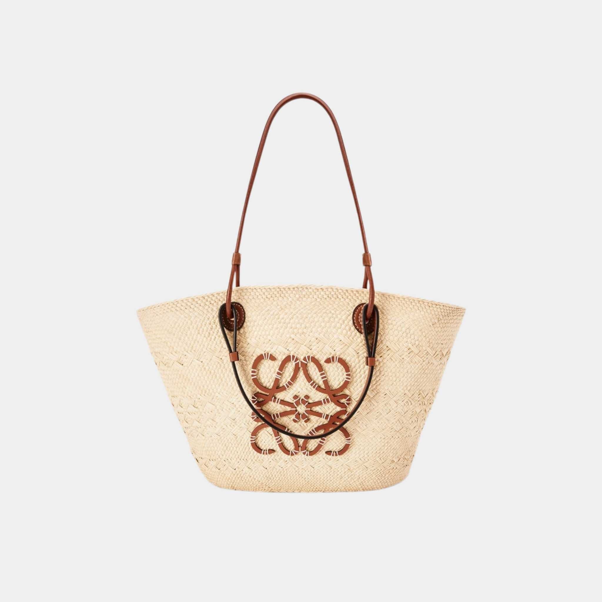 Medium Anagram Basket Bag In Iraca Palm And Calfskin