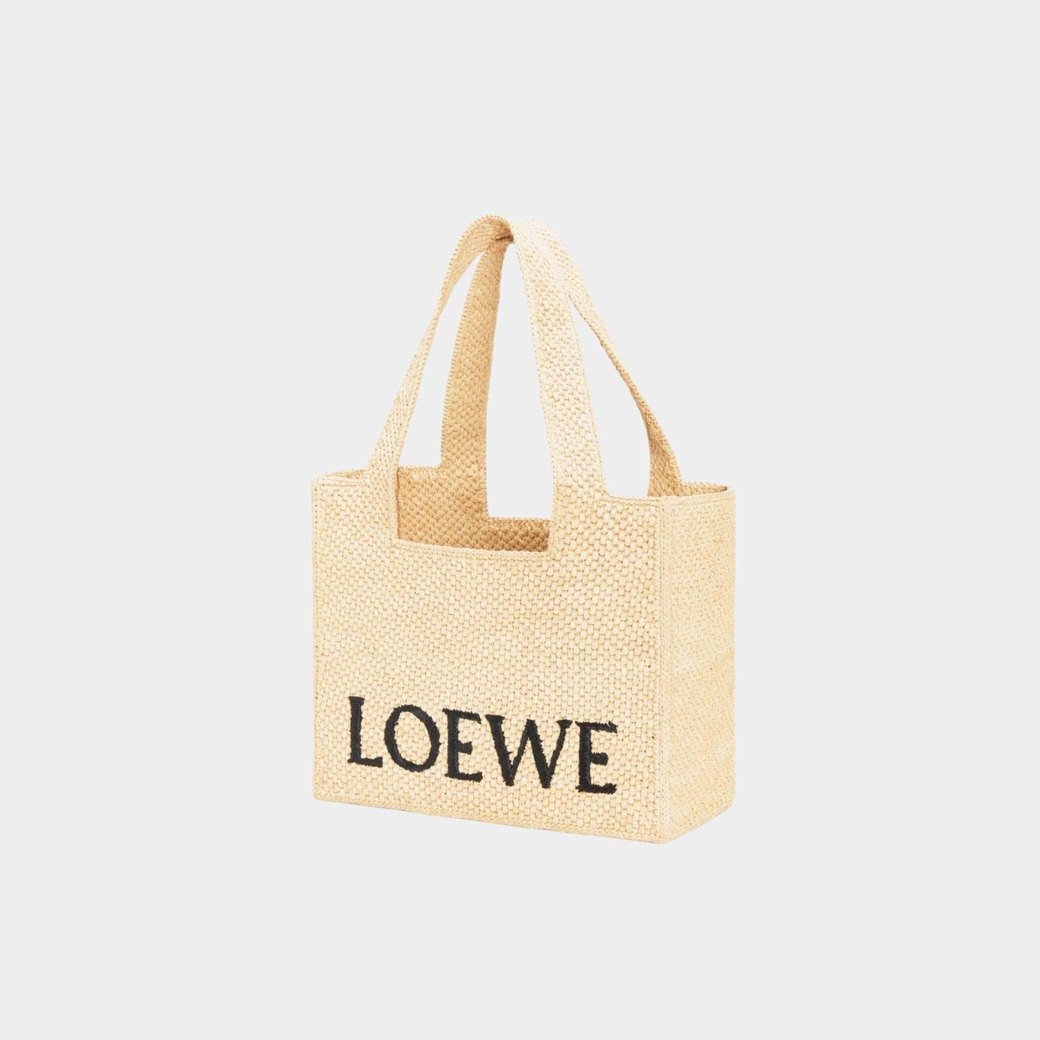 Medium LOEWE Font Raffia Tote
