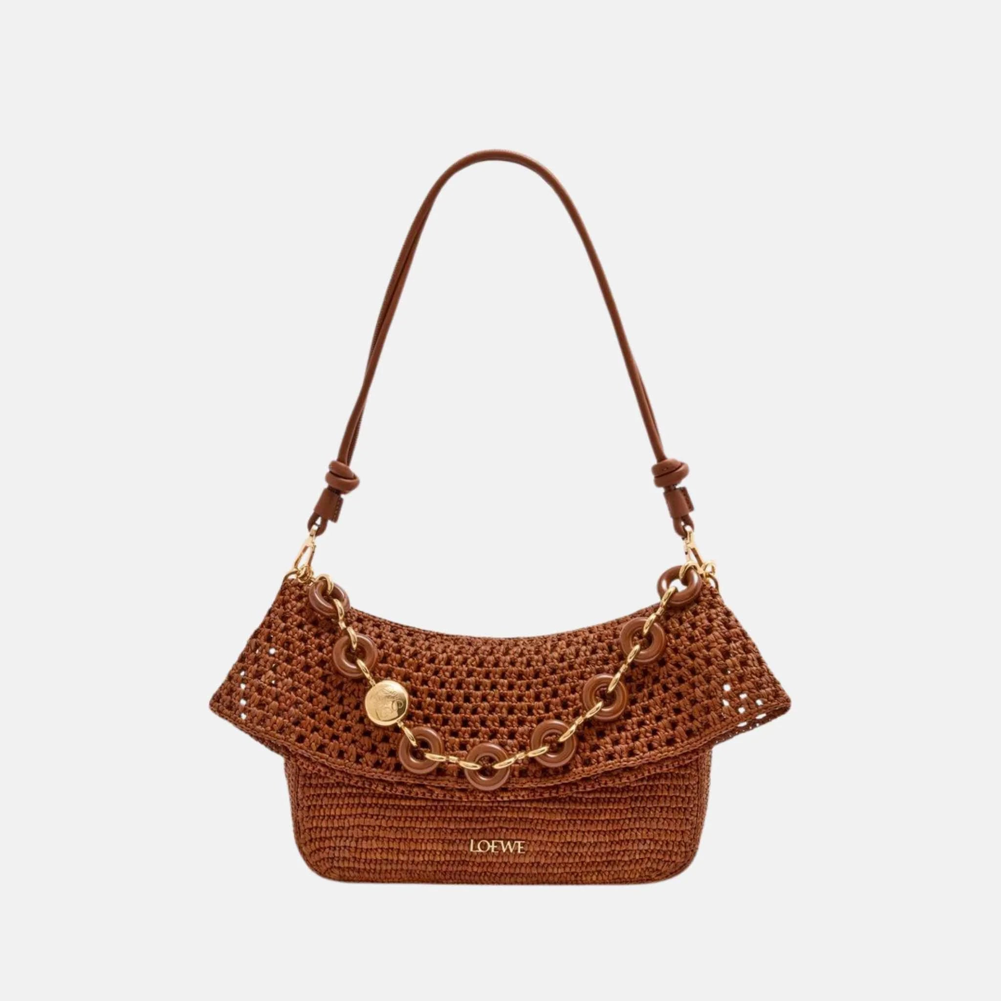 Medium Ola Bag in Raffia and Calfskin