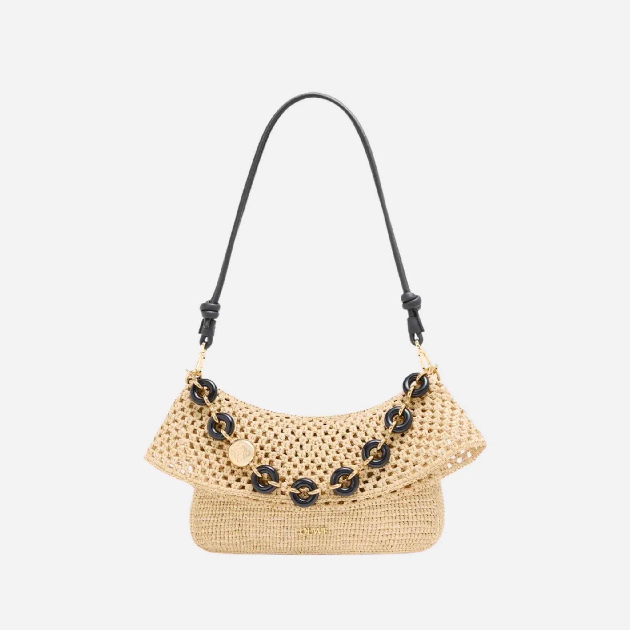 Medium Ola Bag in Raffia and Calfskin