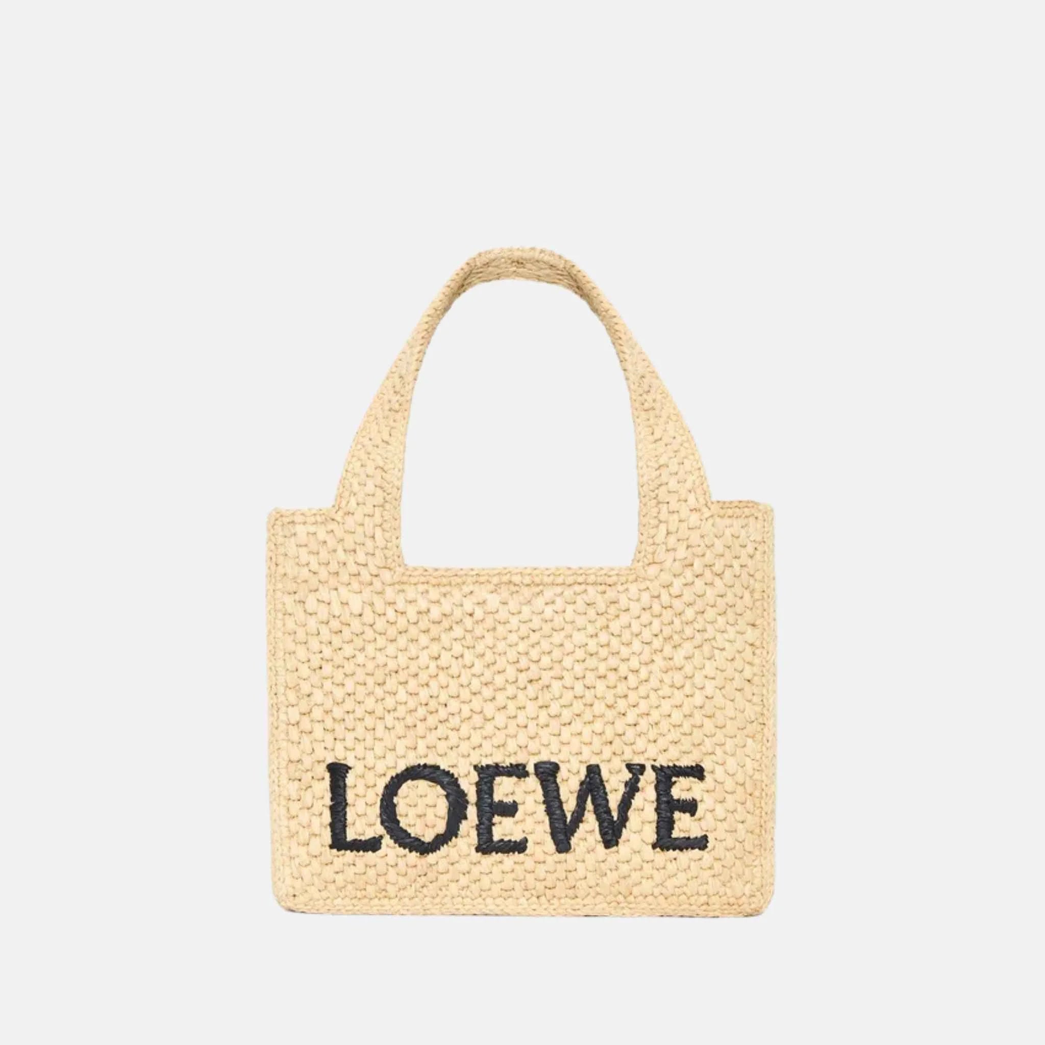 Mini Font Tote in Natural Raffia