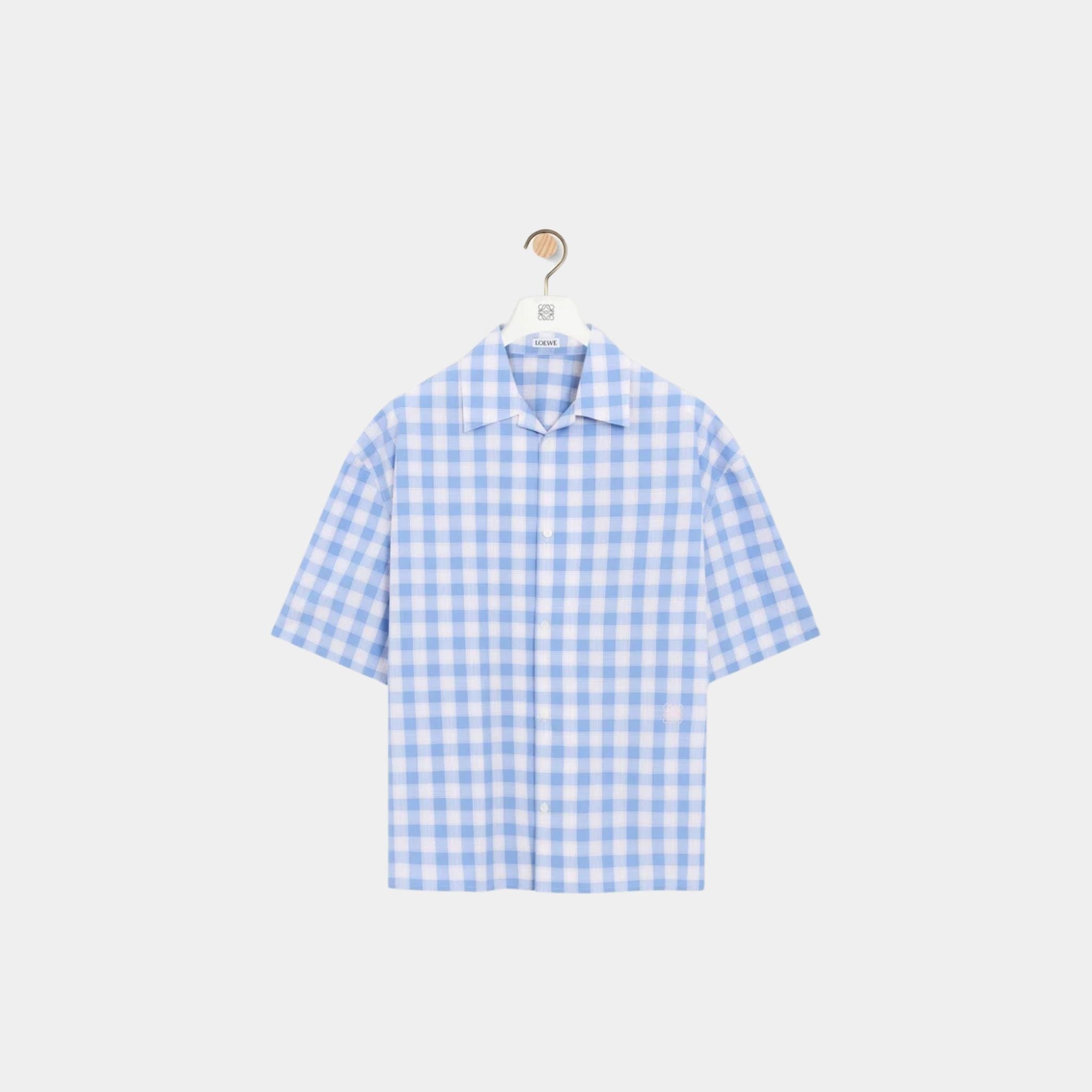 Short Sleeve Shirt in Cotton with Allover Check Pattern
