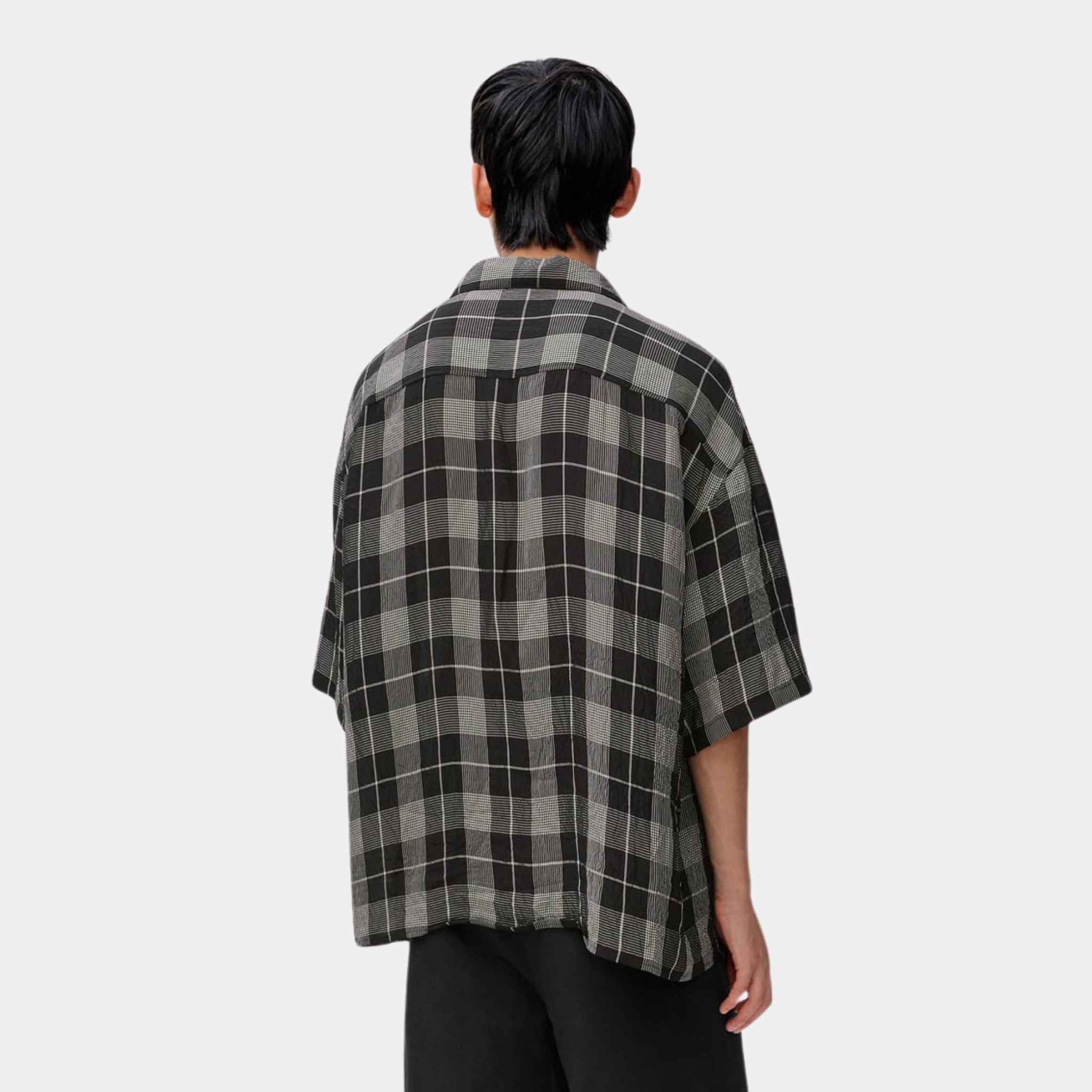 Short Sleeve Shirt in Viscose with Allover Check Pattern