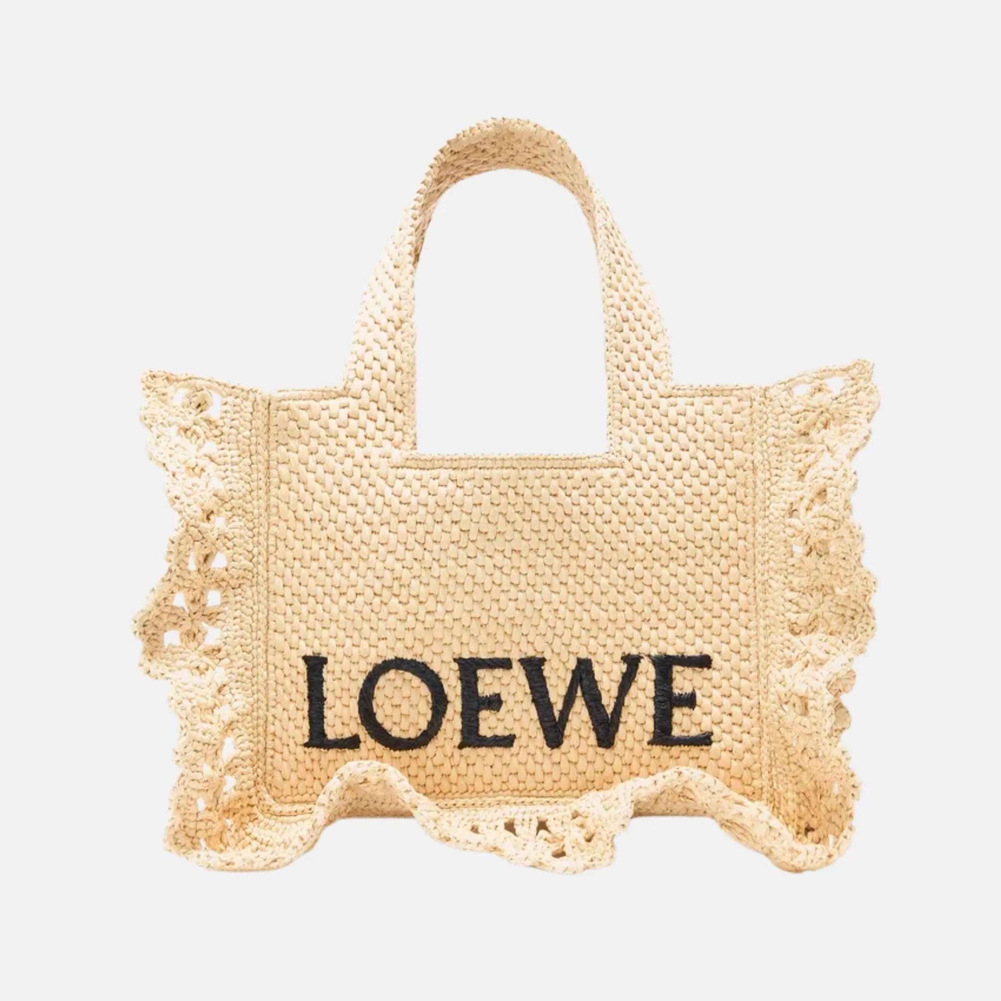 Small Font Tote in Raffia Natural