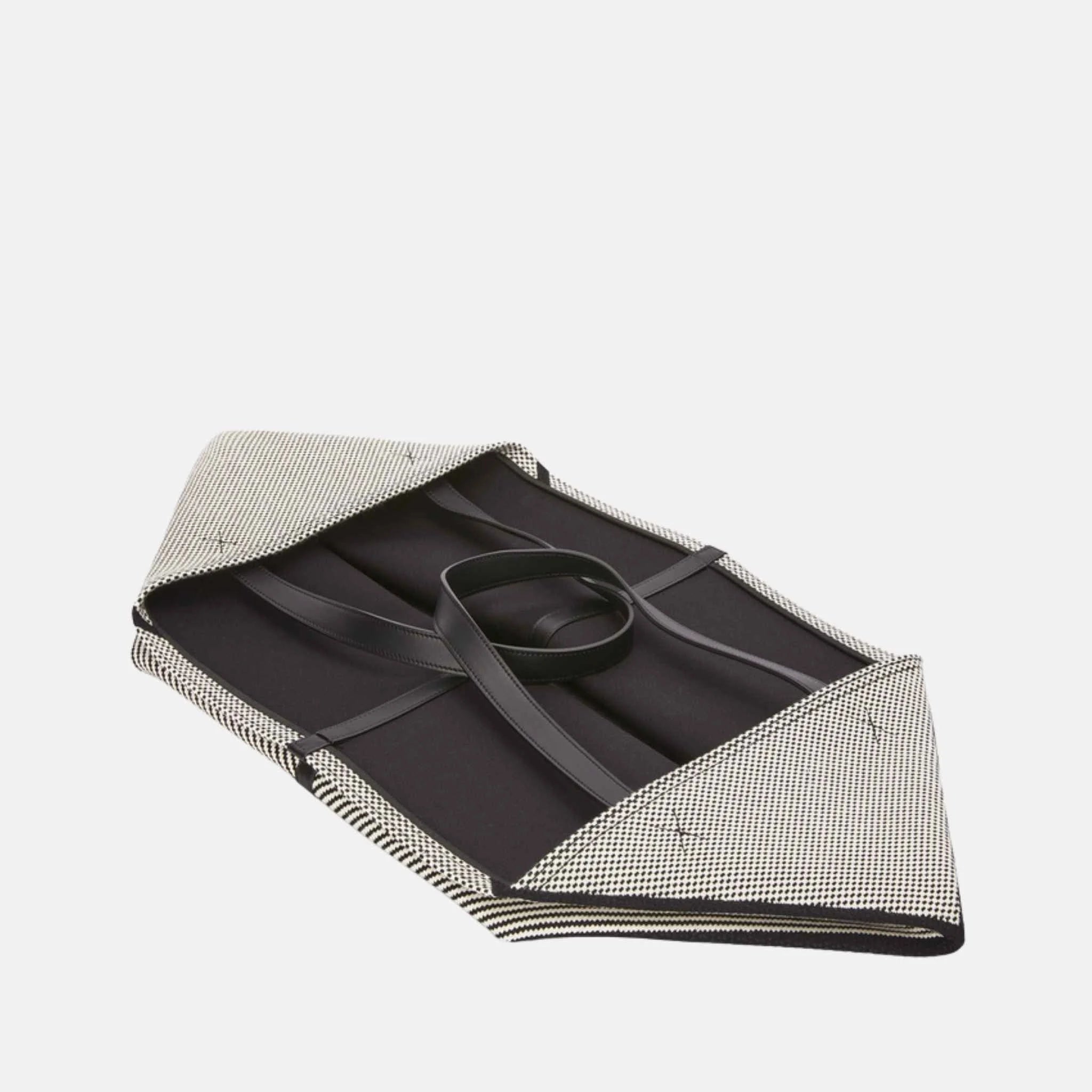 XXL Puzzle Fold Tote in Canvas Jacquard and Calfskin