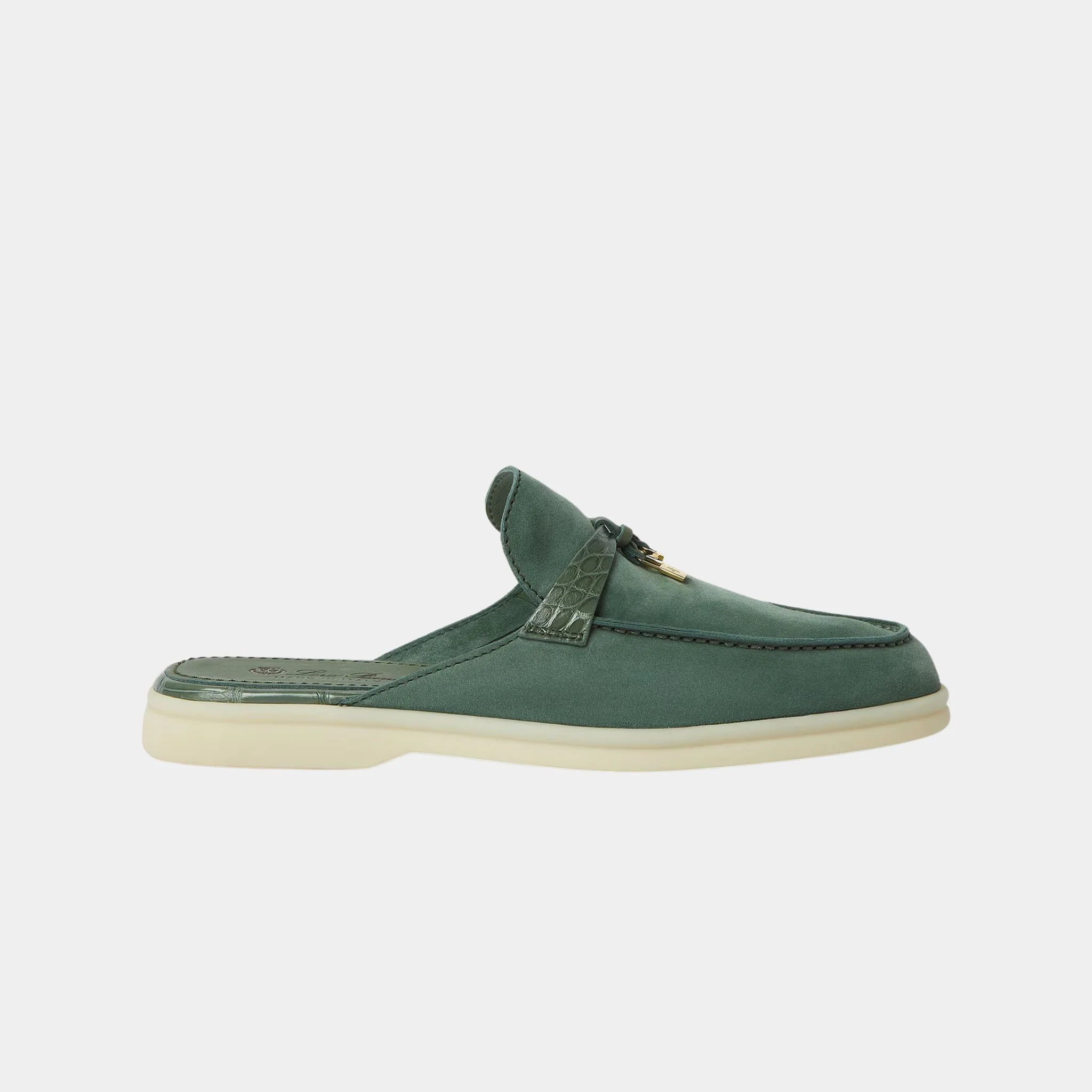 Charms Walk Babouche Loafer Suede With Alligator Saddles