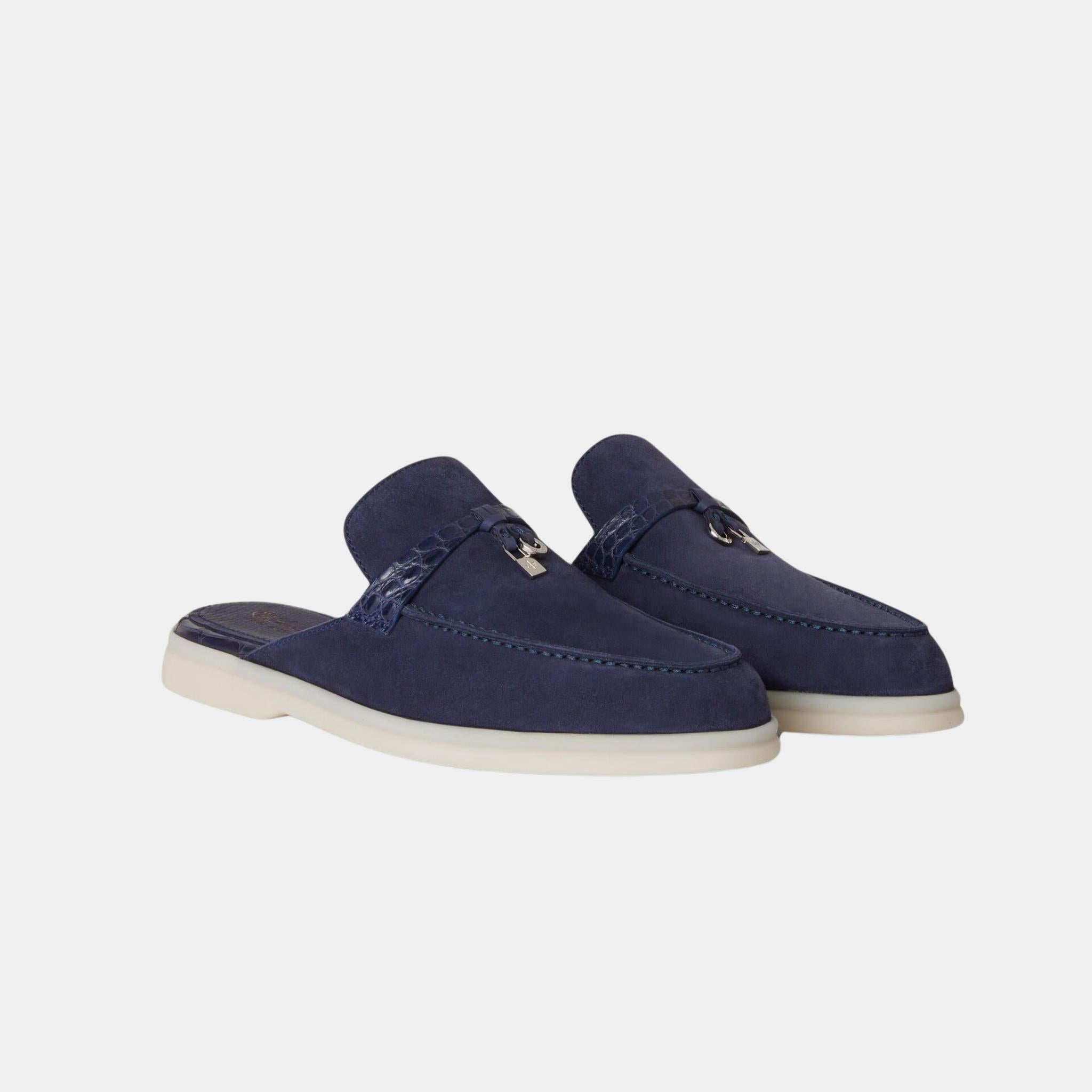 Charms Walk Babouche Loafer Suede With Alligator Saddles