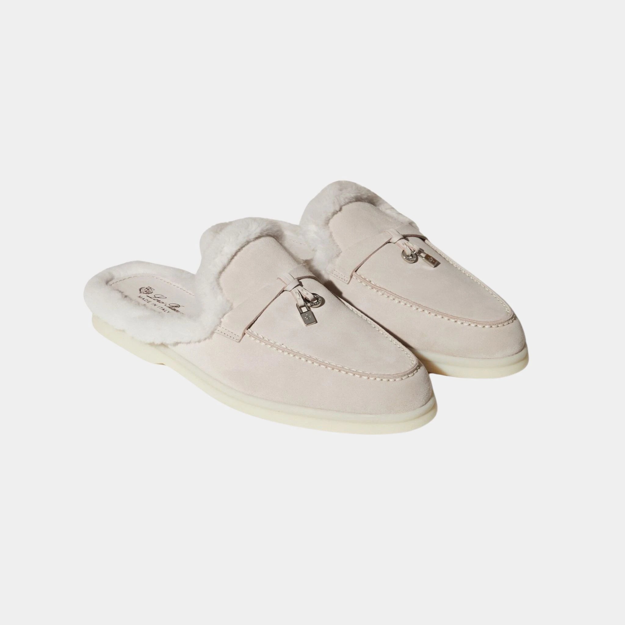 Charms Walk Babouche Suede Loafer With Soft Fur Lining