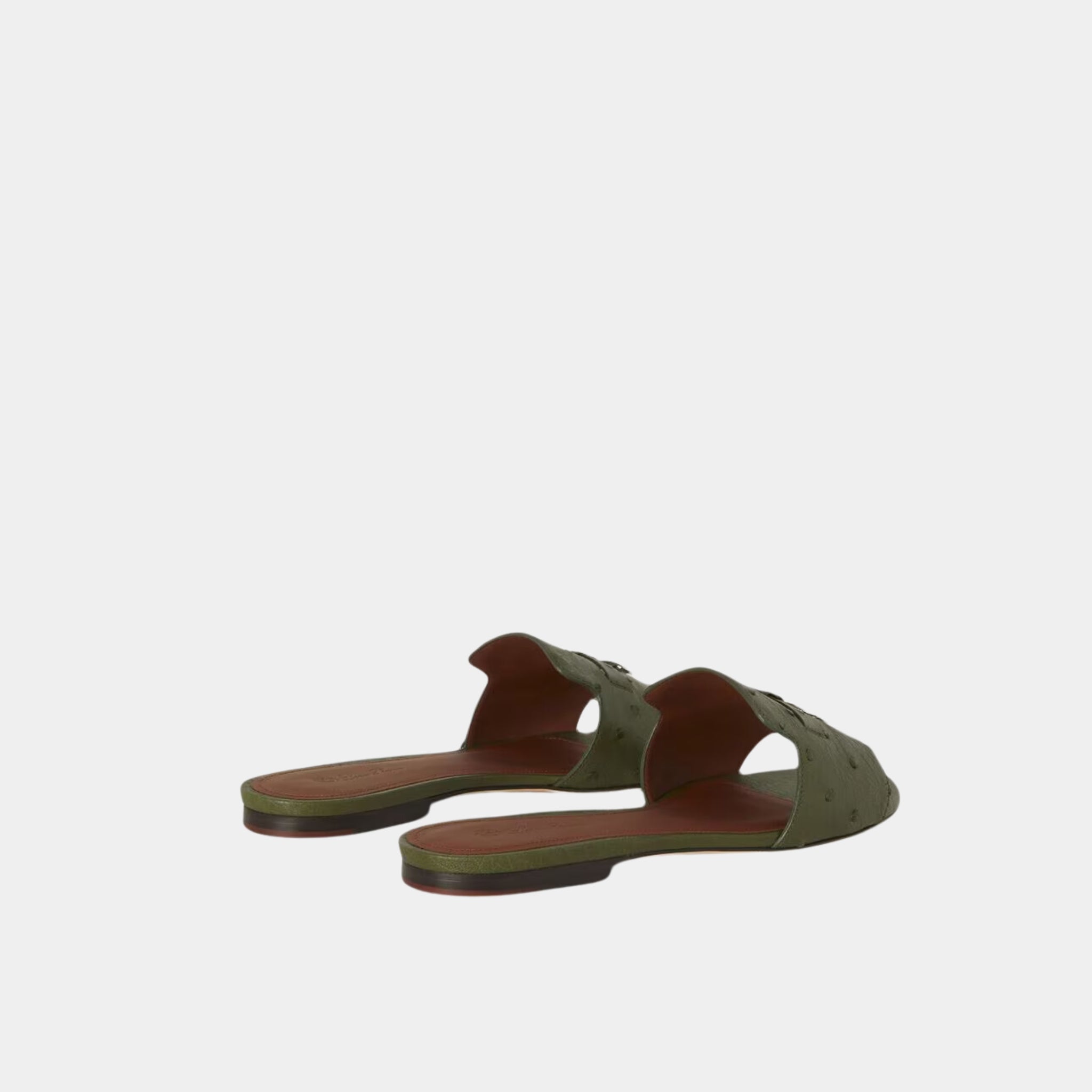 Summer Charms Sandal Flats Ostrich Leather