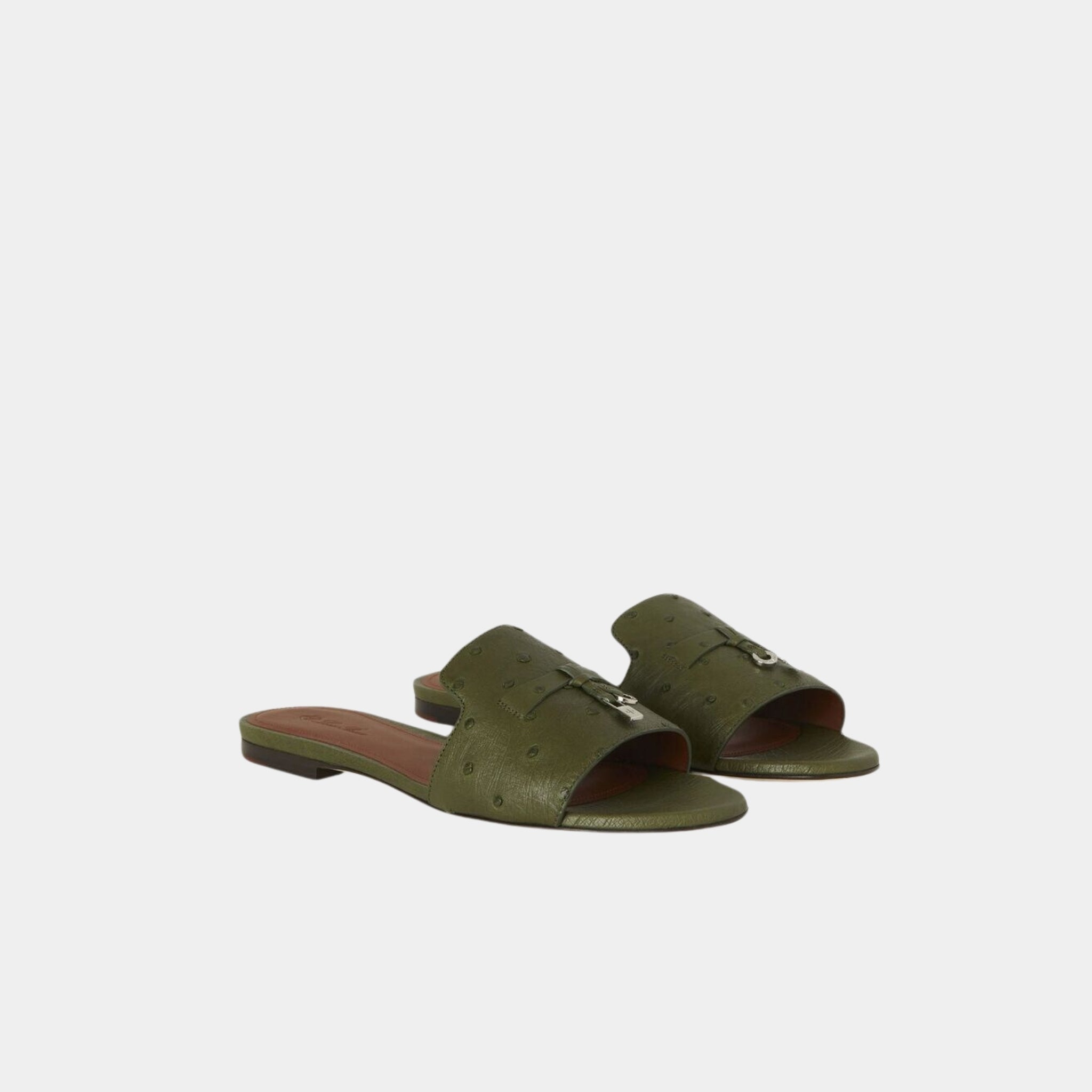 Summer Charms Sandal Flats Ostrich Leather