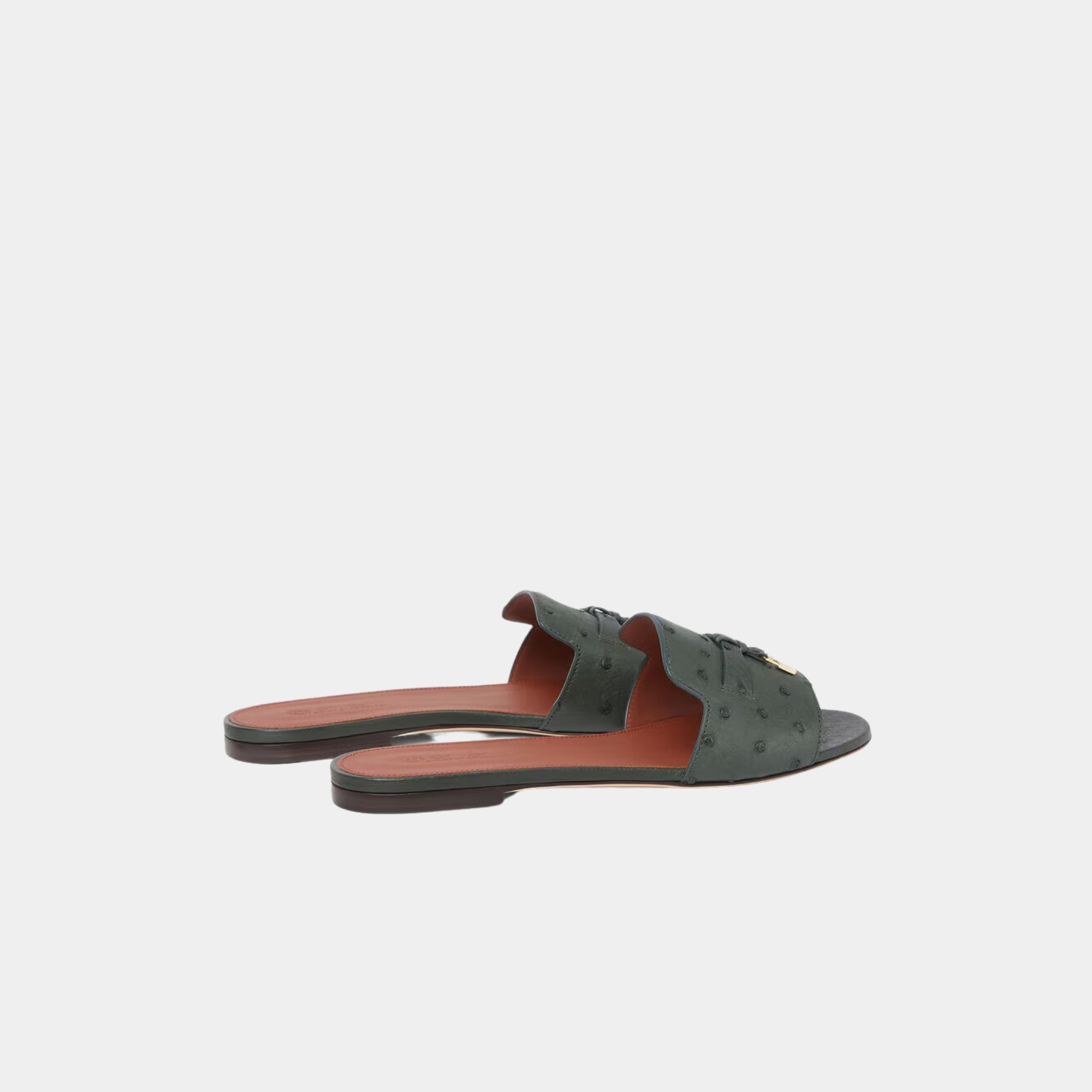 Summer Charms Sandal Flats Ostrich Leather