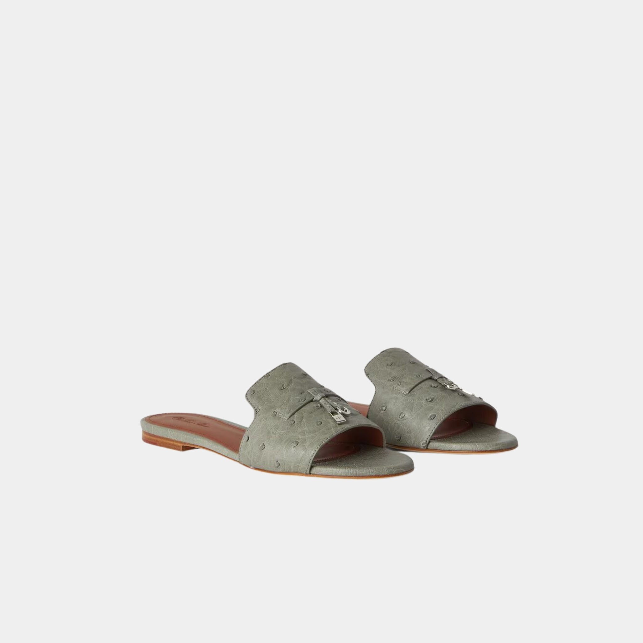 Summer Charms Sandal Flats Ostrich Leather