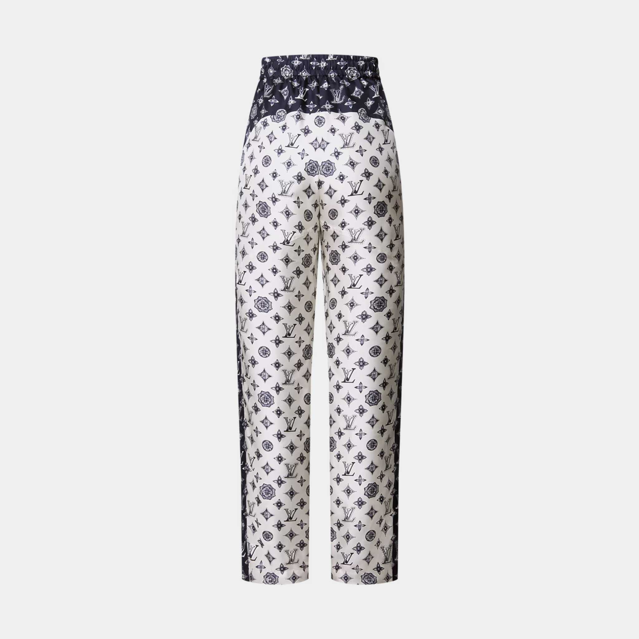 Monogram Silk Jogging Pants Cream