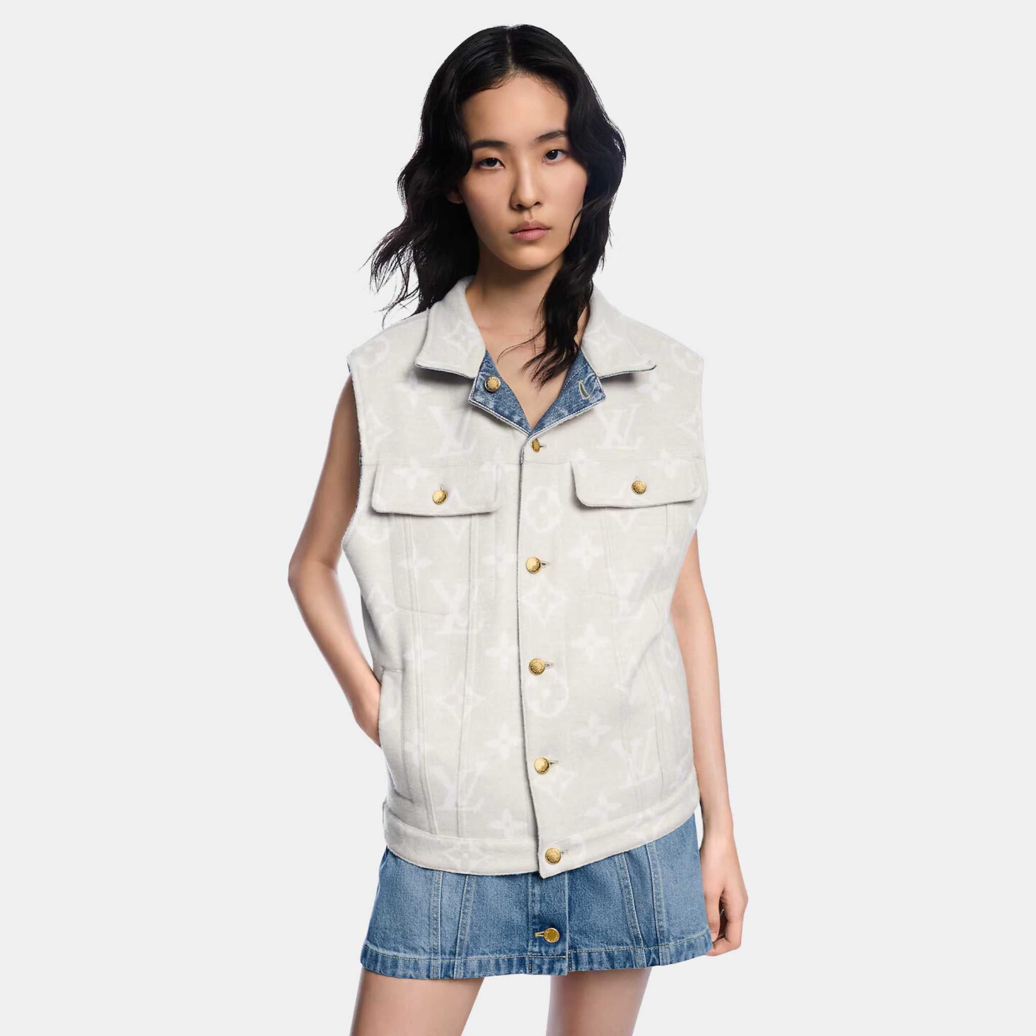 Reversible Sleeveless Denim Jacket