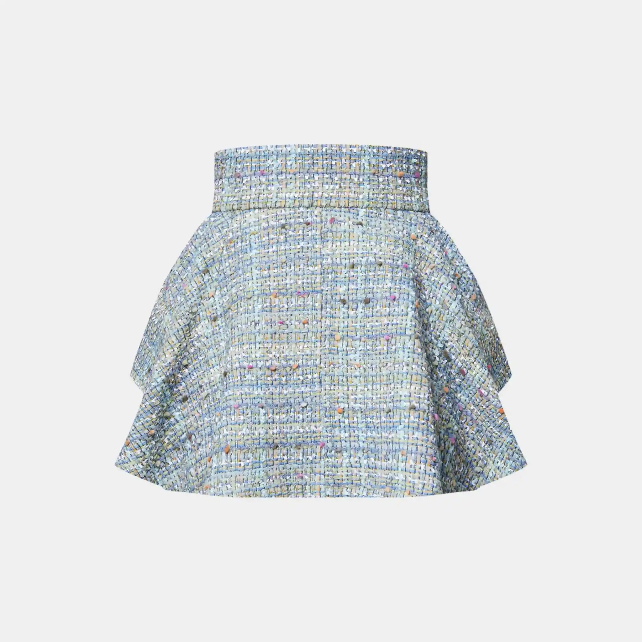 Tweed Mini Wrap Skirt Turquoise