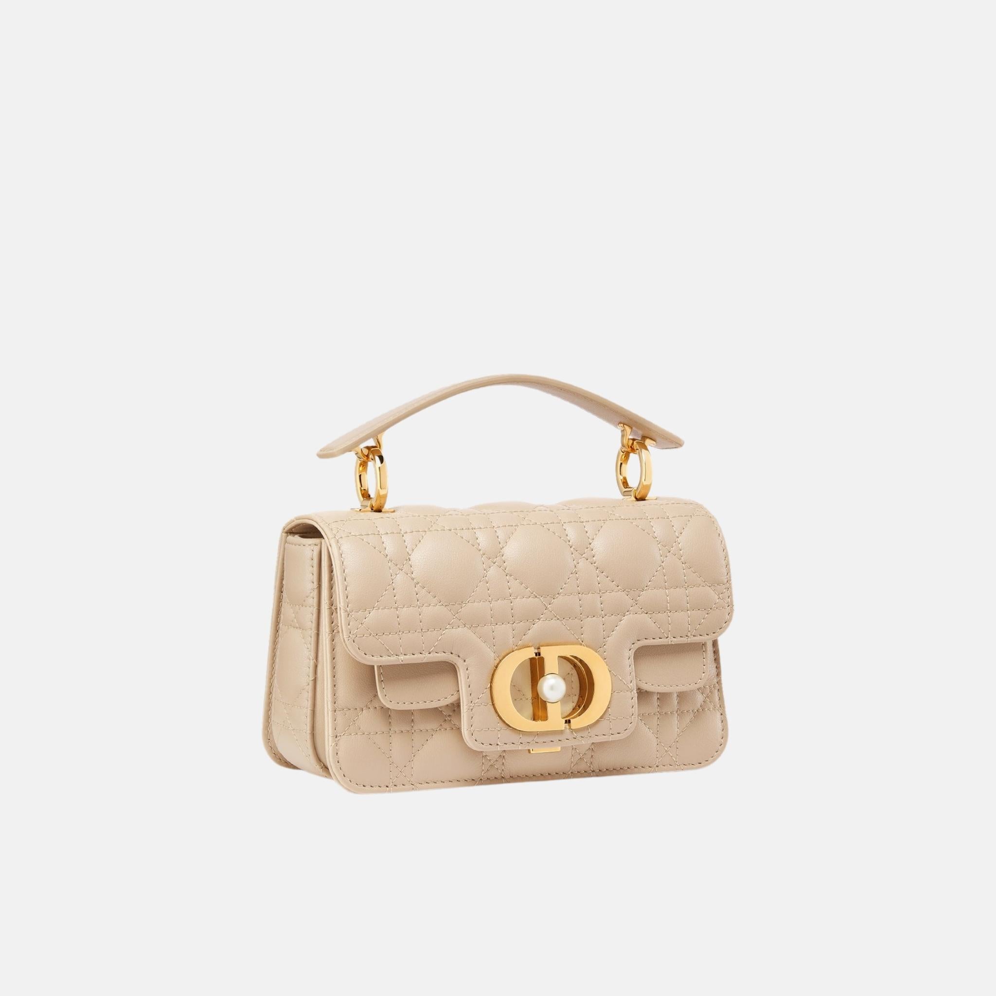 Mini Dior Jolie Top Handle Bag In Cannage Calfskin