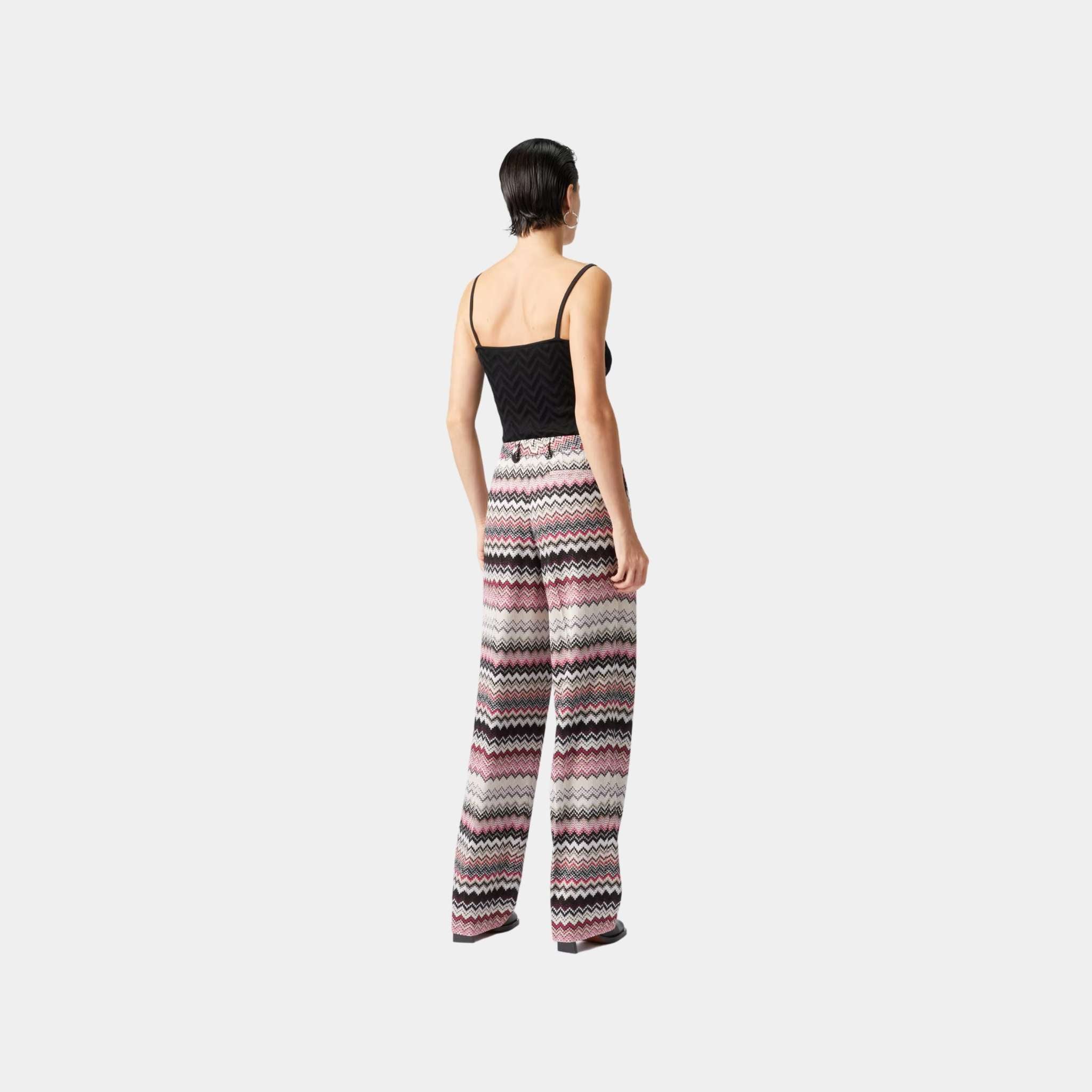 Classic Trousers With Lame Serrated Zigzag Pattern