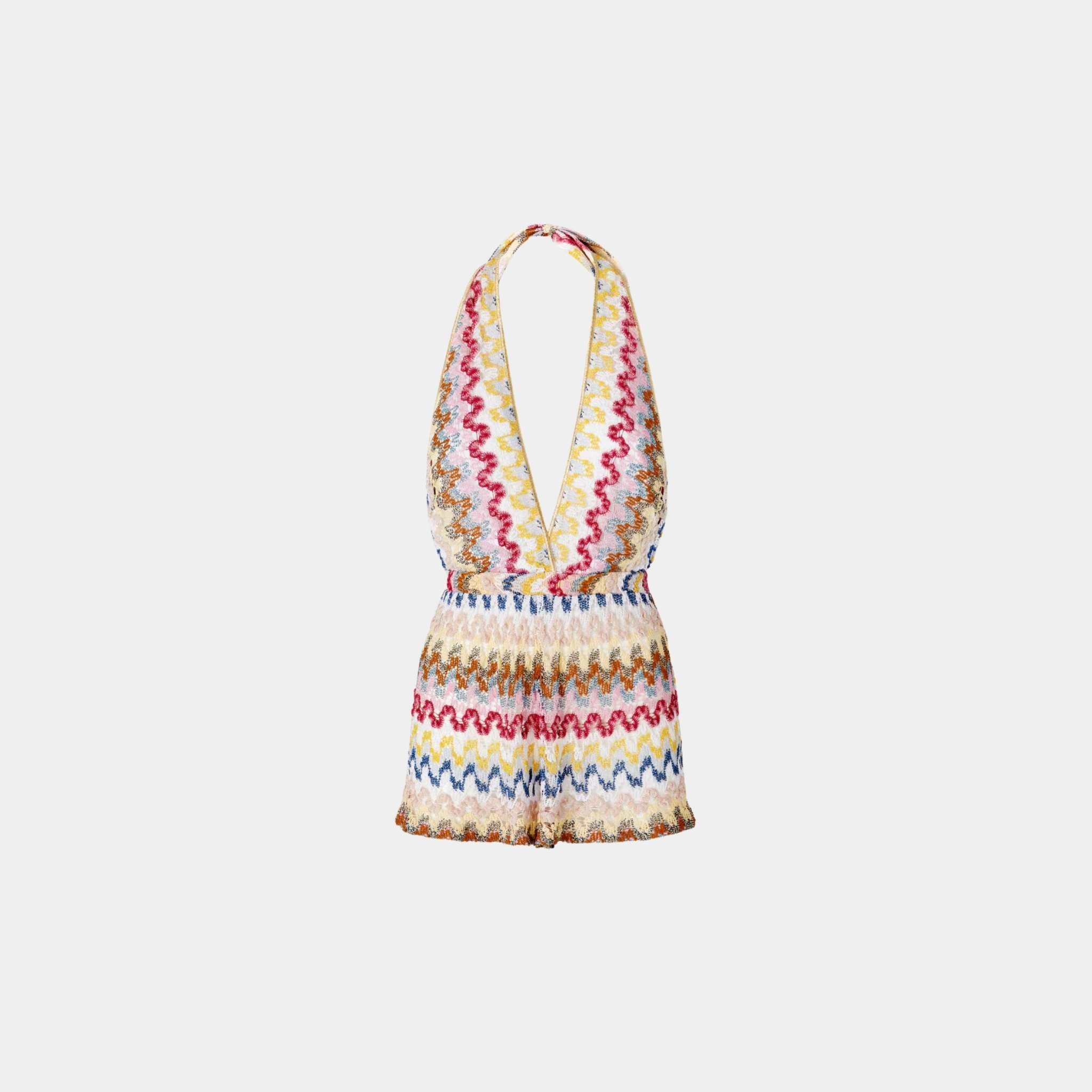 Short Jumpsuit In Lame Viscose Lace
