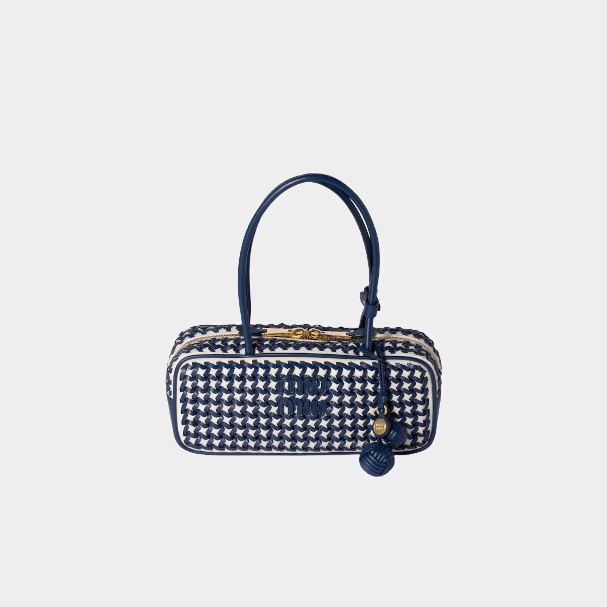 Beau Calfskin Leather Bag with Two-tone Motif