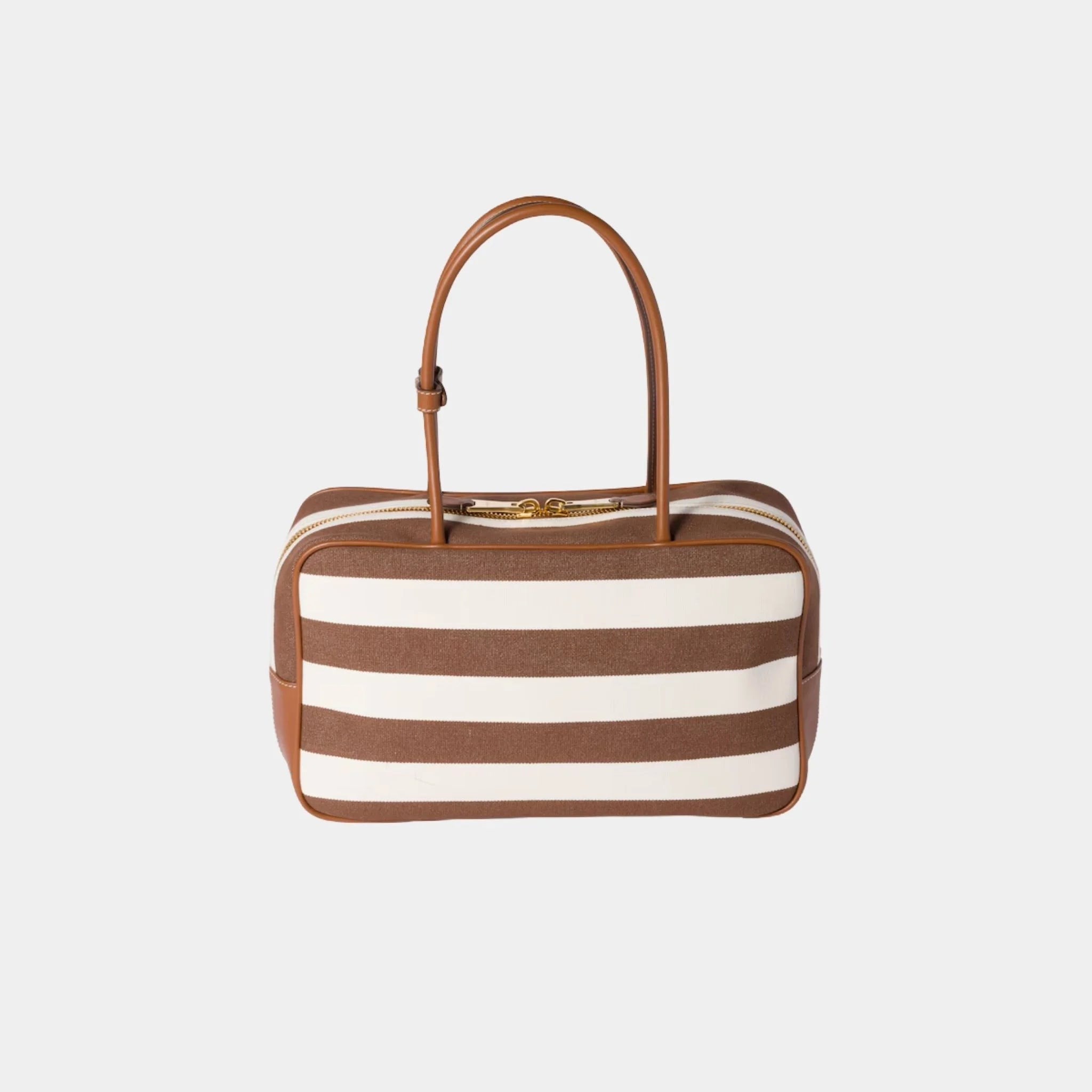 Beau Canvas and Leather Bag Stripe Motif