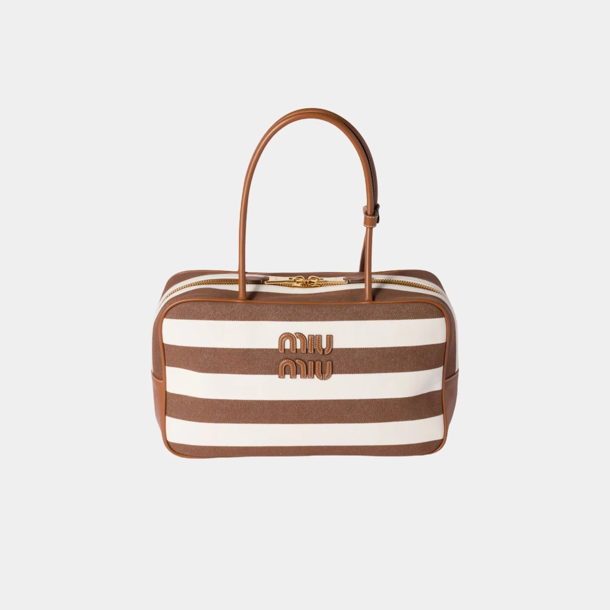 Beau Canvas and Leather Bag Stripe Motif