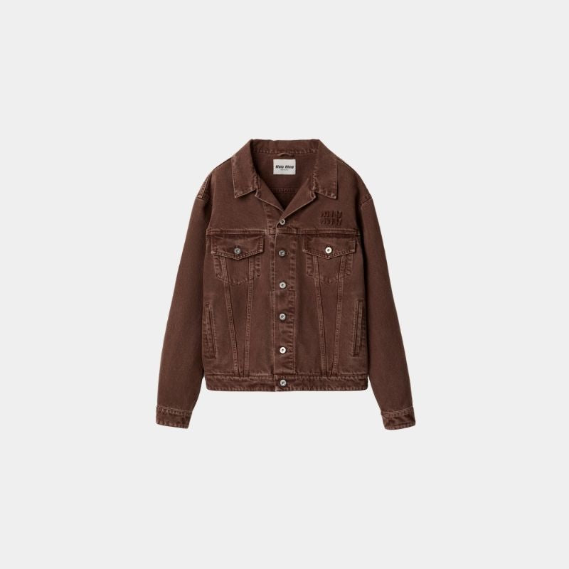 Garment Dyed Denim Blouson Brown
