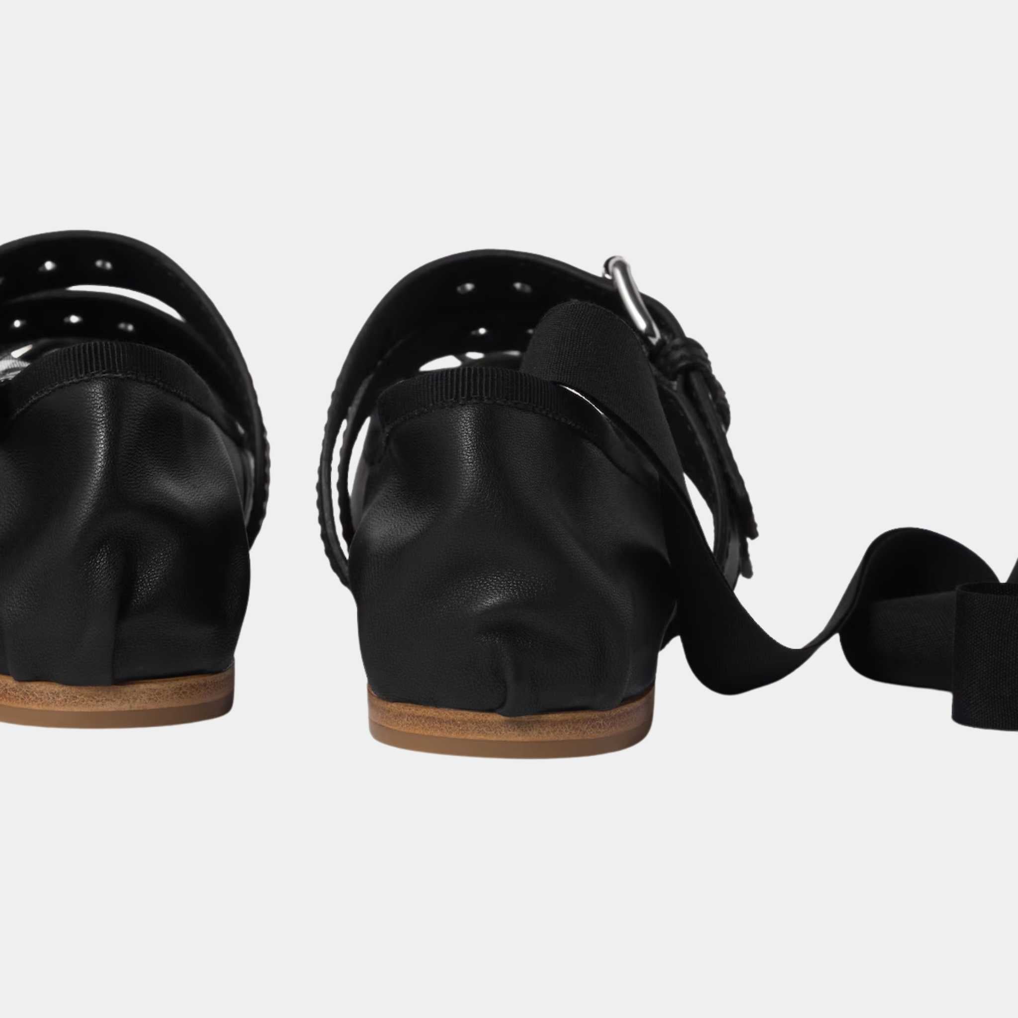 Nappa And Calf Leather Ballerinas