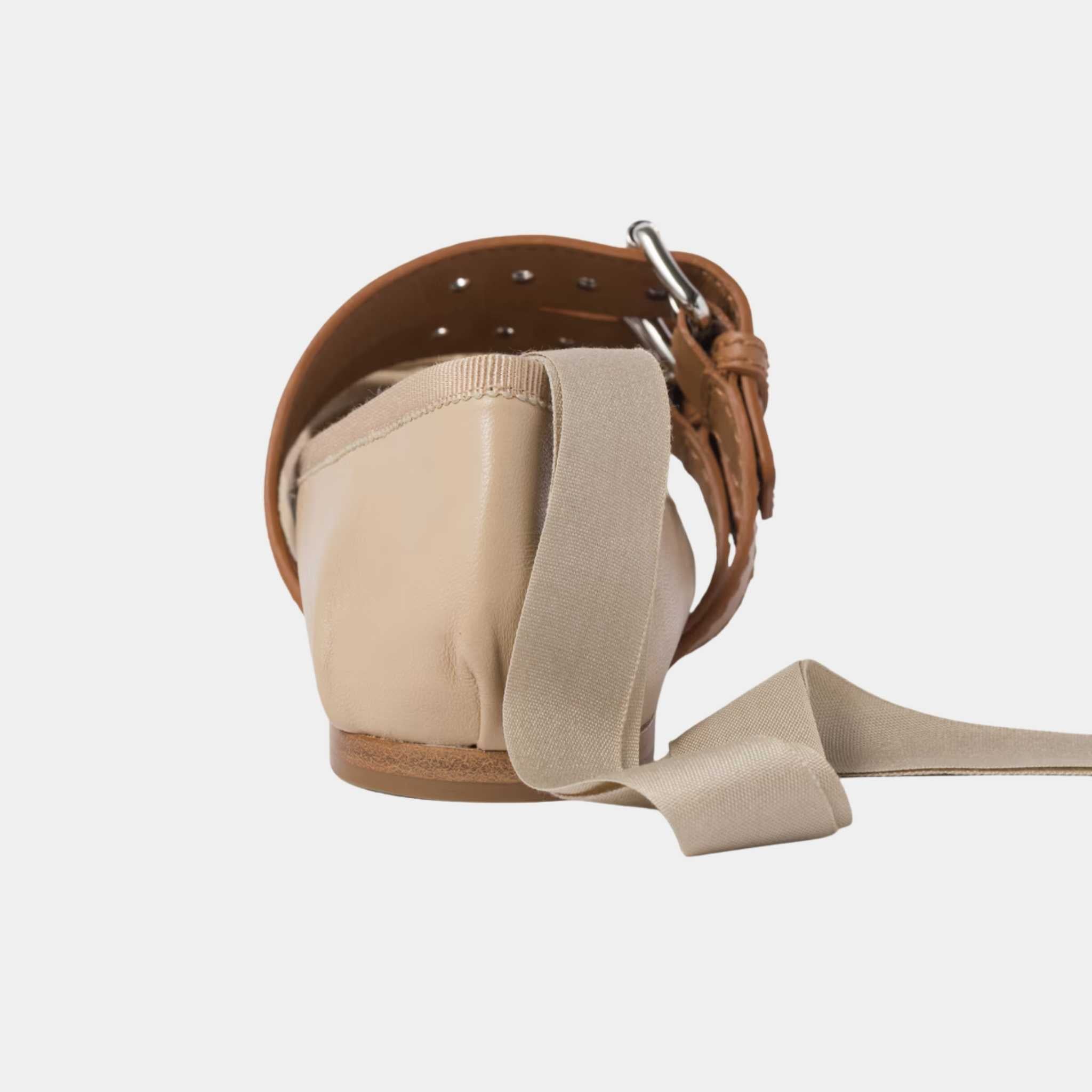 Nappa And Calf Leather Ballerinas