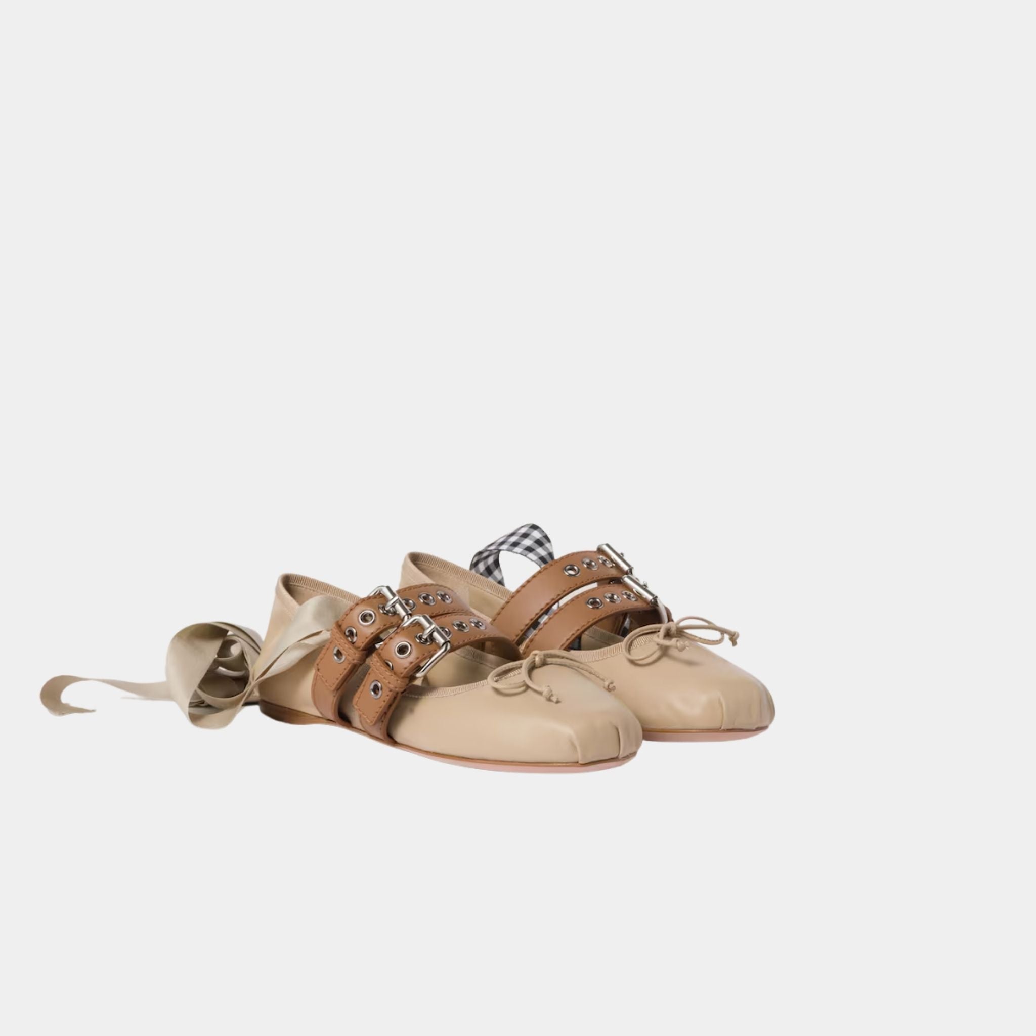 Nappa And Calf Leather Ballerinas