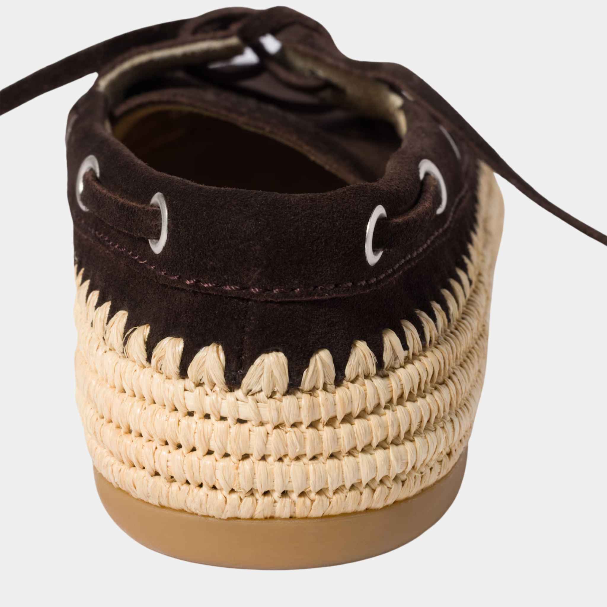 Suede and Raffia Boat Shoes