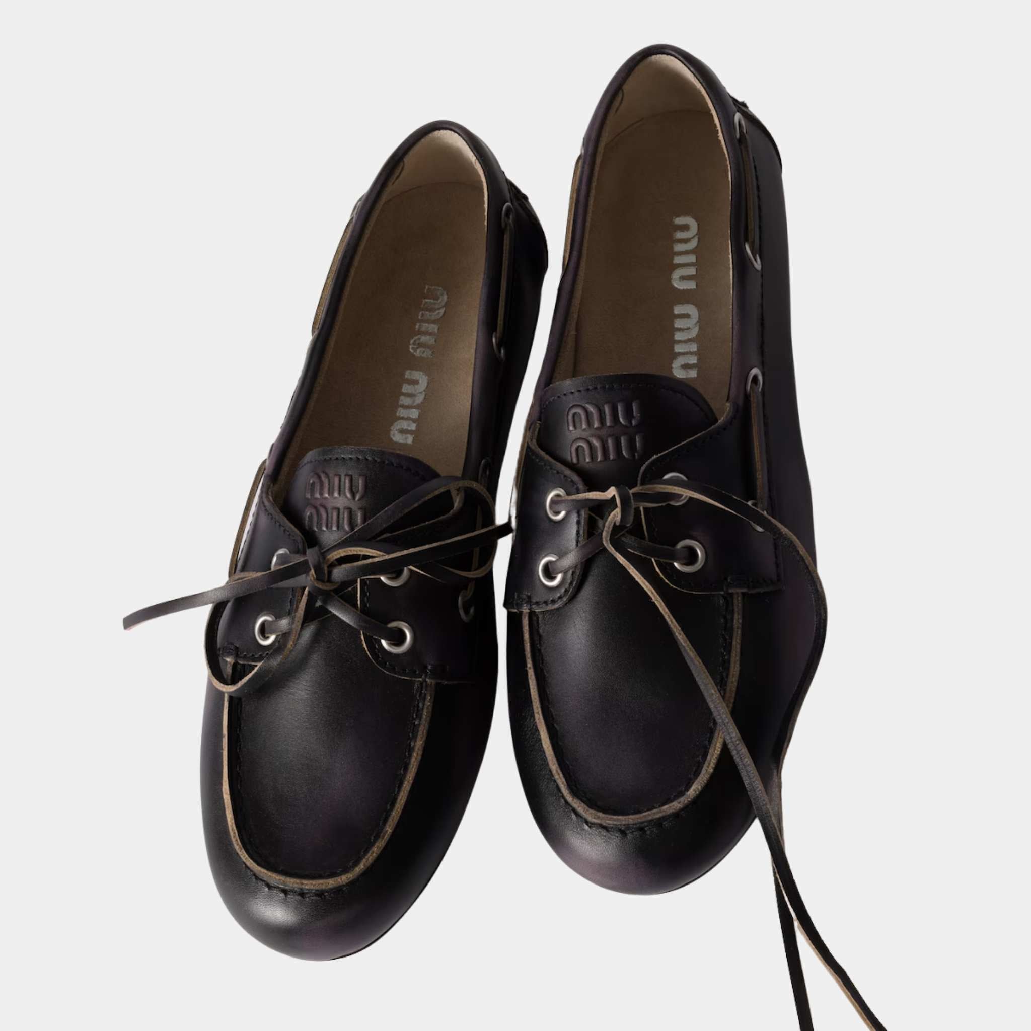 Unlined Bleached Leather Boat Shoes