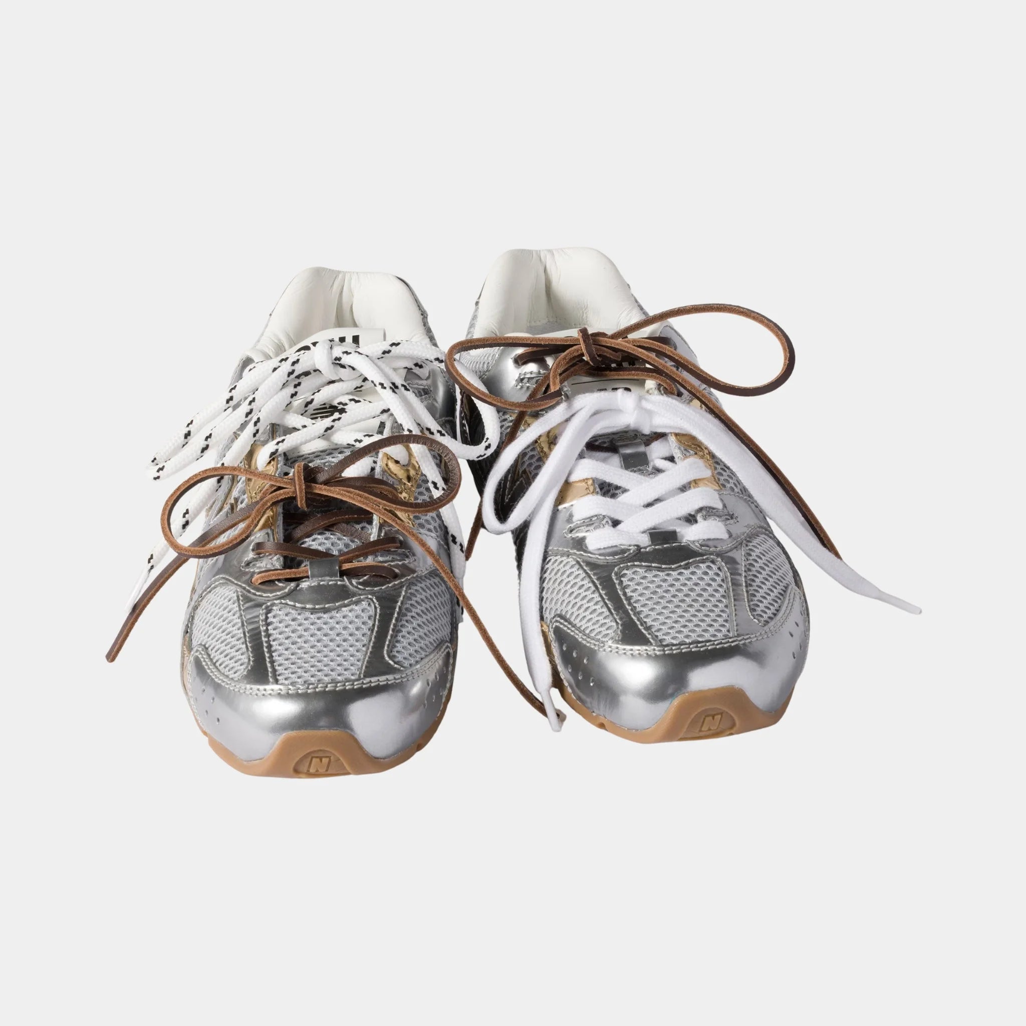 New Balance X Miu Miu 530 SL Metallic Leather and Mesh Sneakers