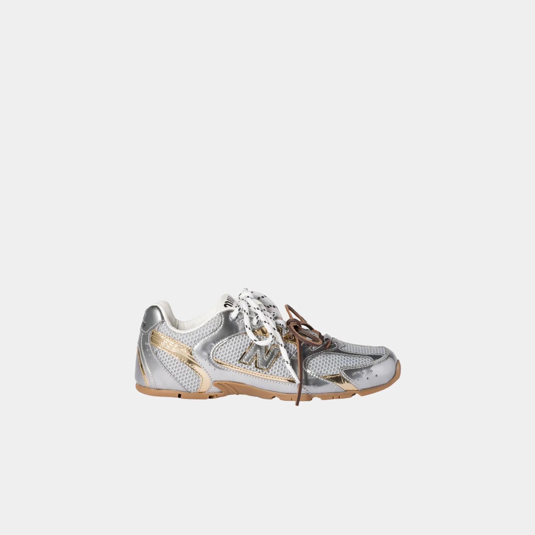 New Balance X Miu Miu 530 SL Metallic Leather and Mesh Sneakers