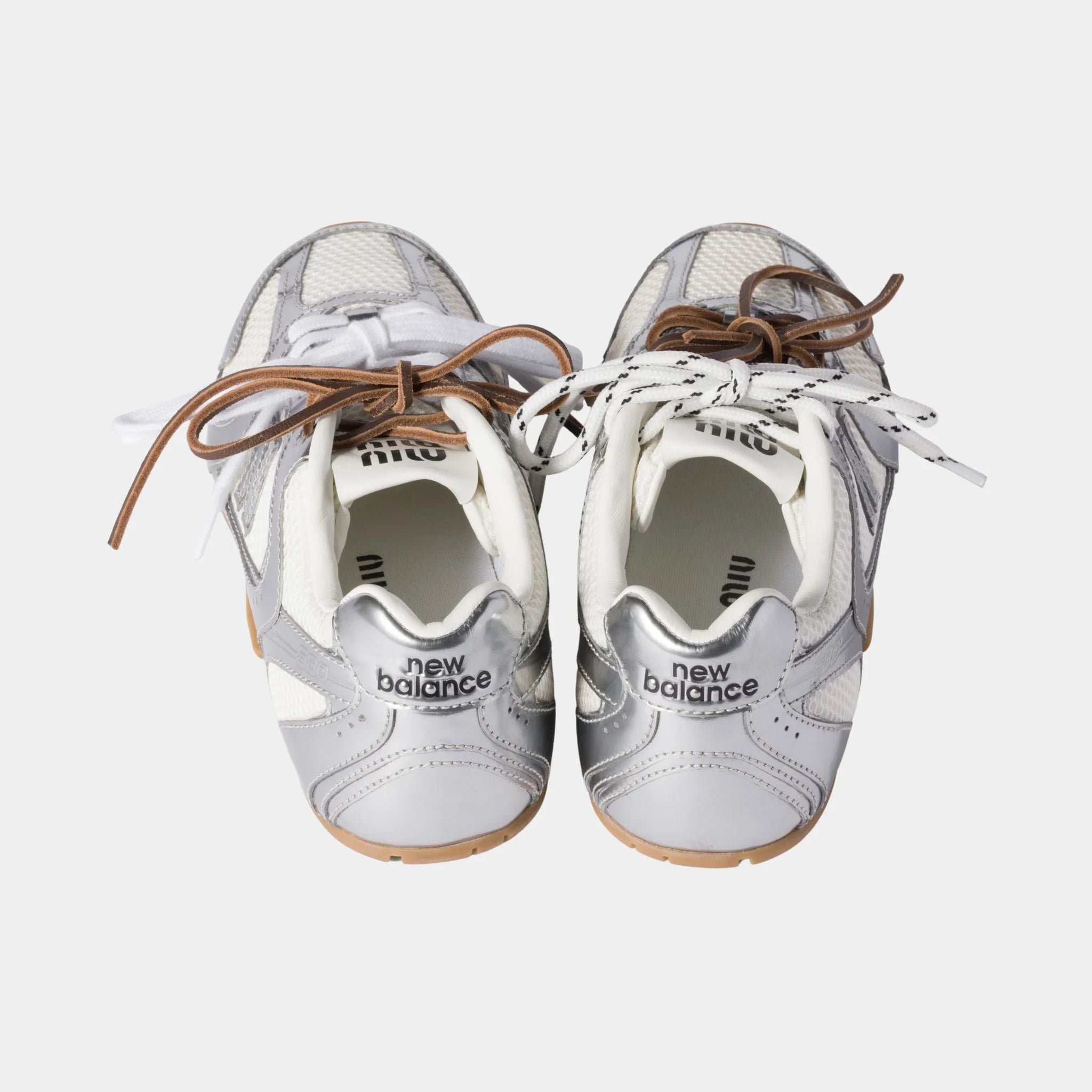 New Balance X Miu Miu 530 SL Shiny Metallic Leather & Mesh Sneakers