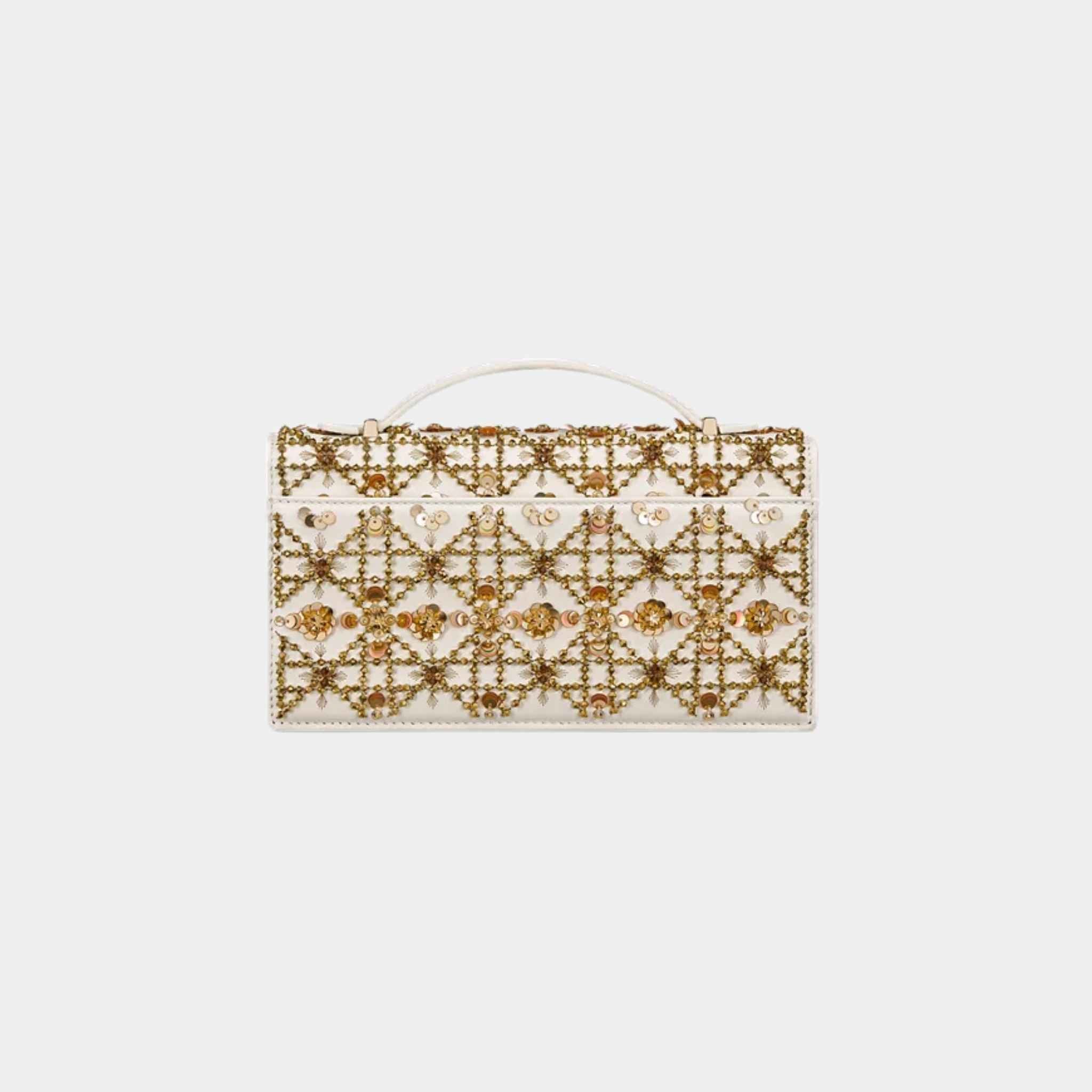Or My Dior Mini Bag Calfskin Embroidered With Gold-Tone Sequins