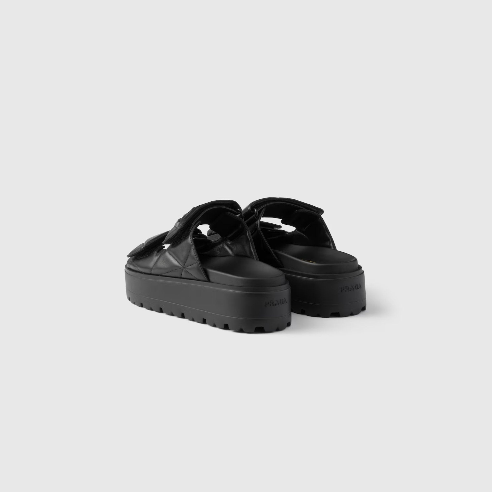 Padded Nappa Leather Slides With Rubber Platform Soles