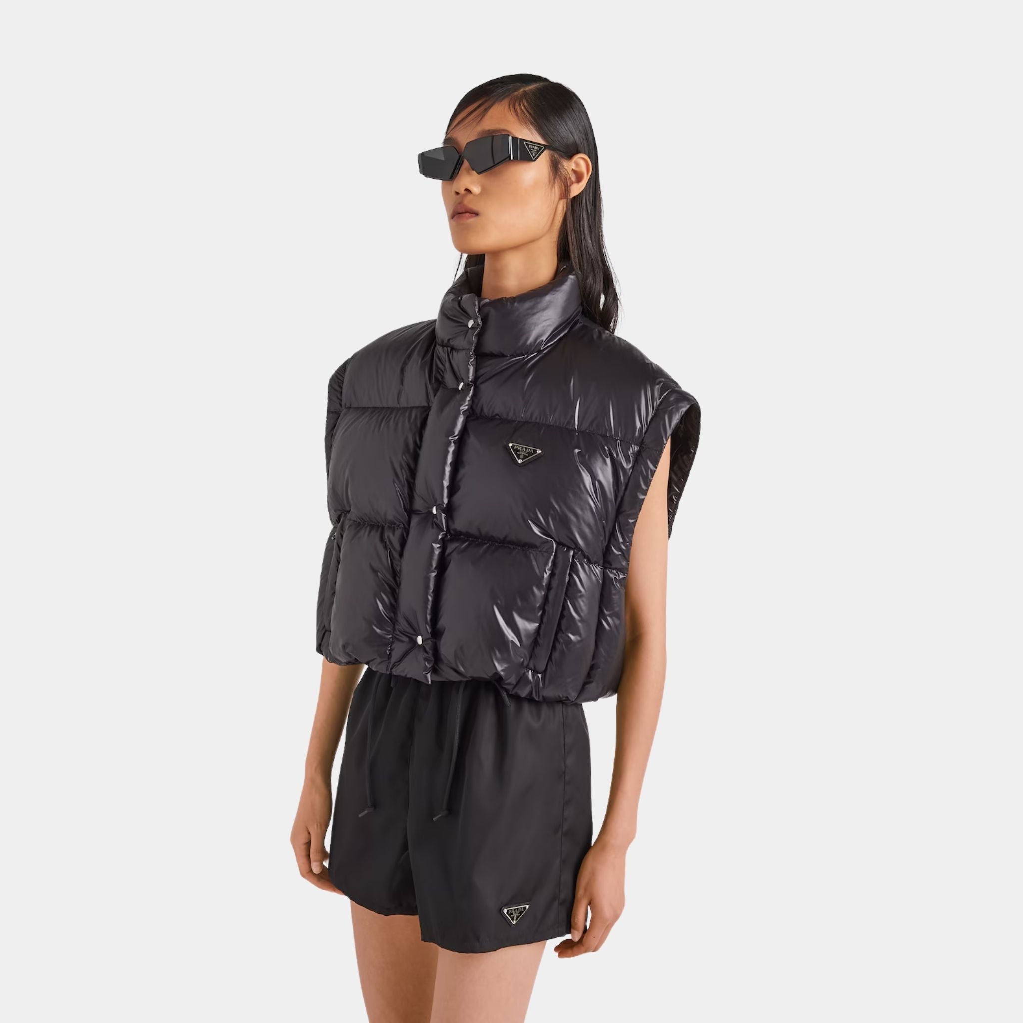 Re-Nylon Cropped Convertible Down Jacket