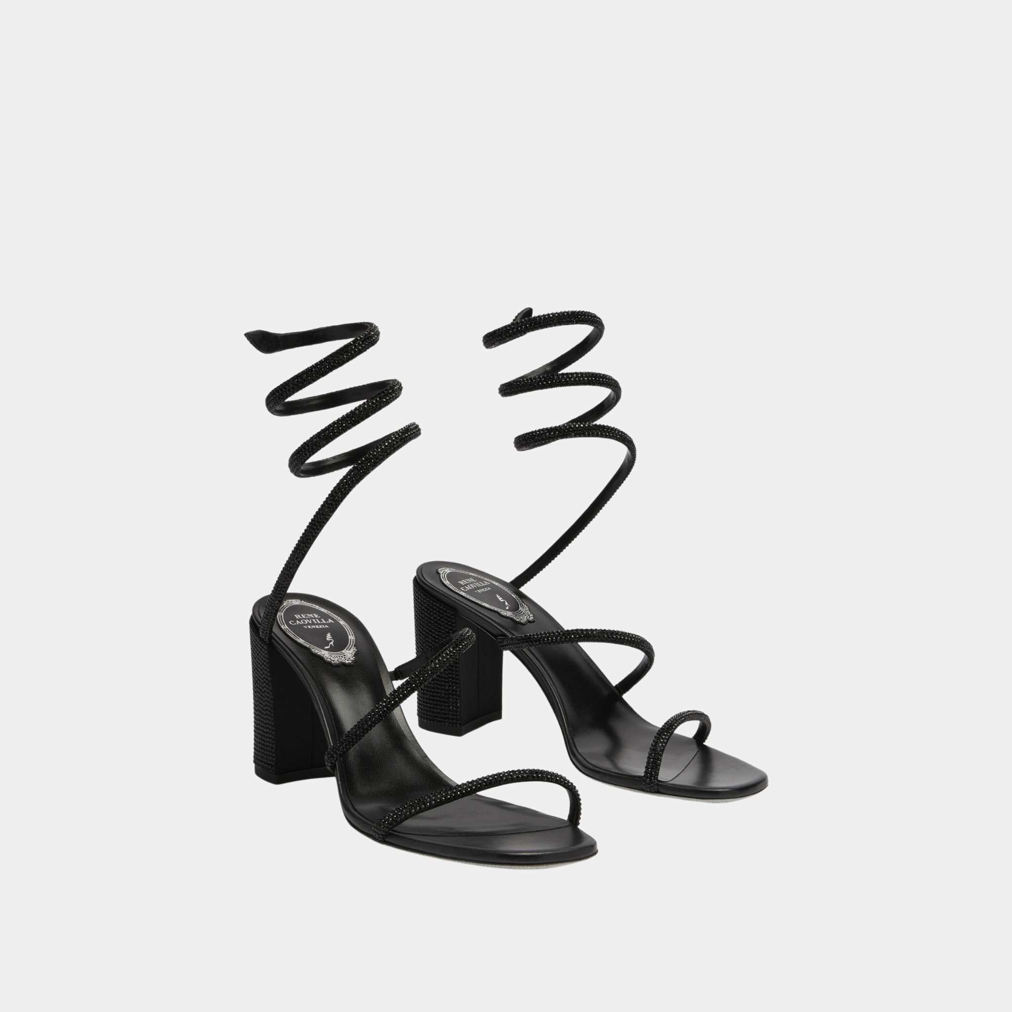 Cleo Block-Heeled Crystal Sandal 80
