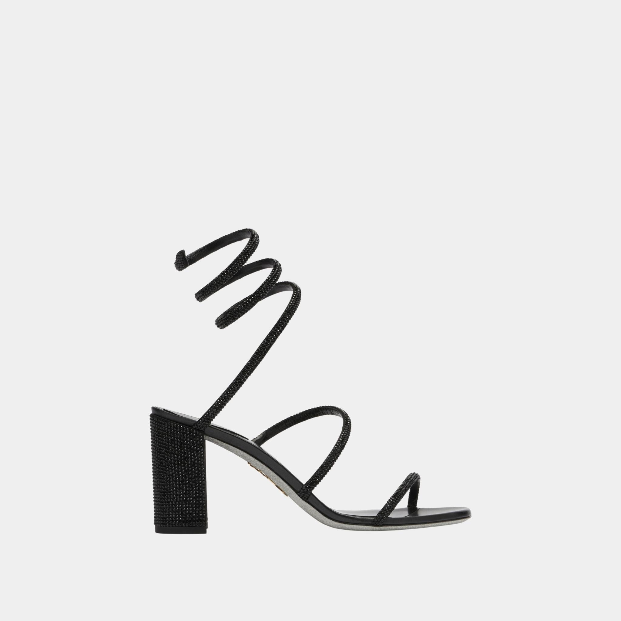 Cleo Block-Heeled Crystal Sandal 80