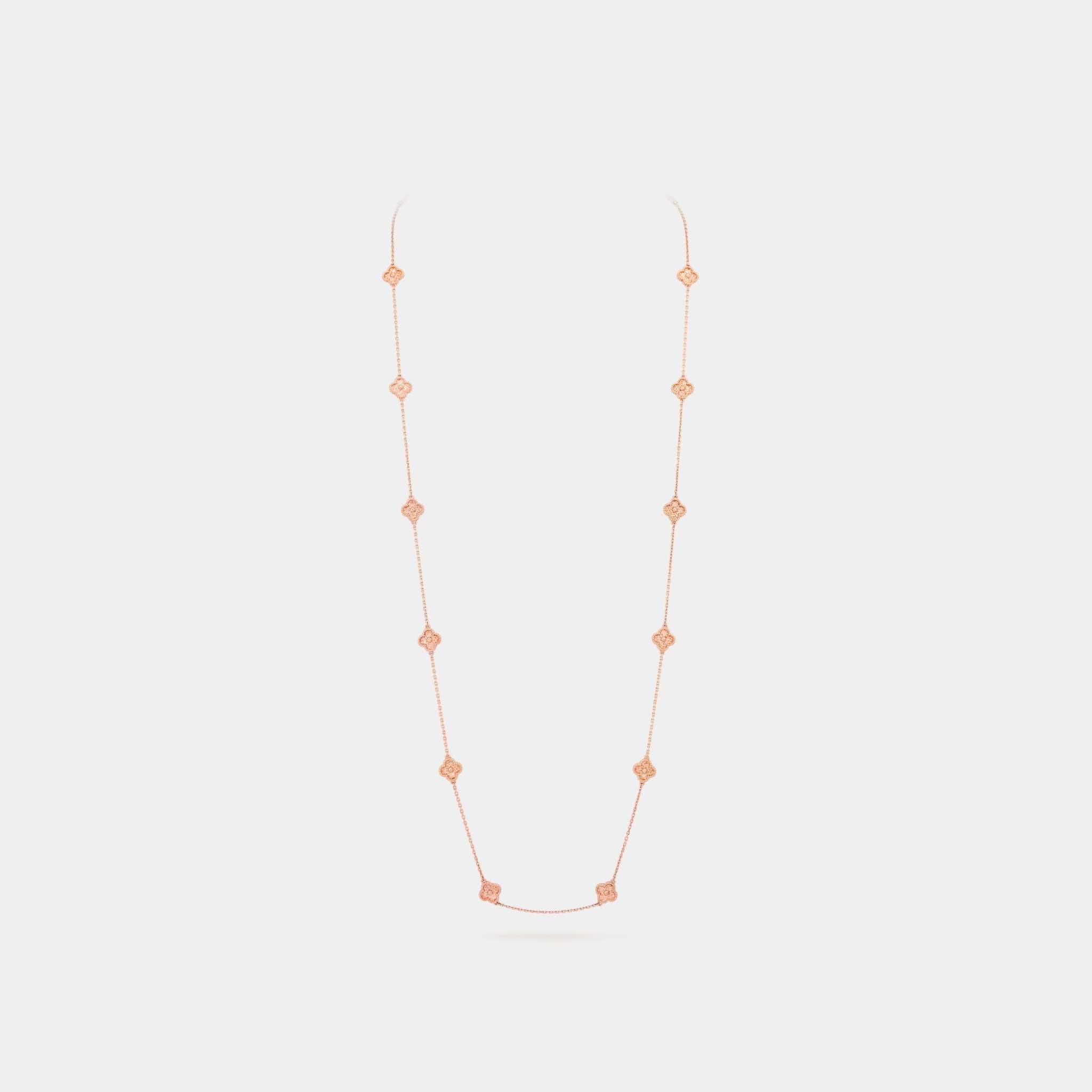 Sweet Alhambra Long Necklace 16 Motifs Rose Gold