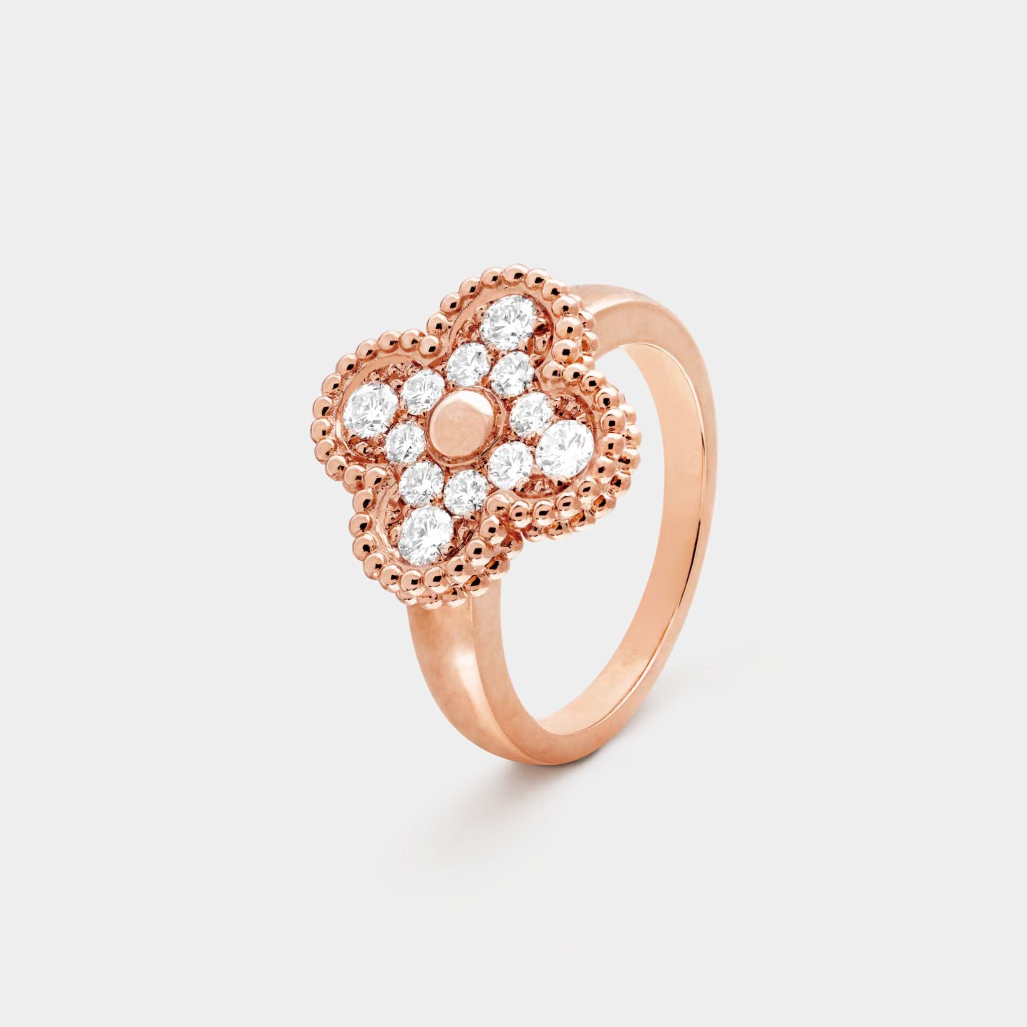 Vintage Alhambra Ring Rose Gold Diamond