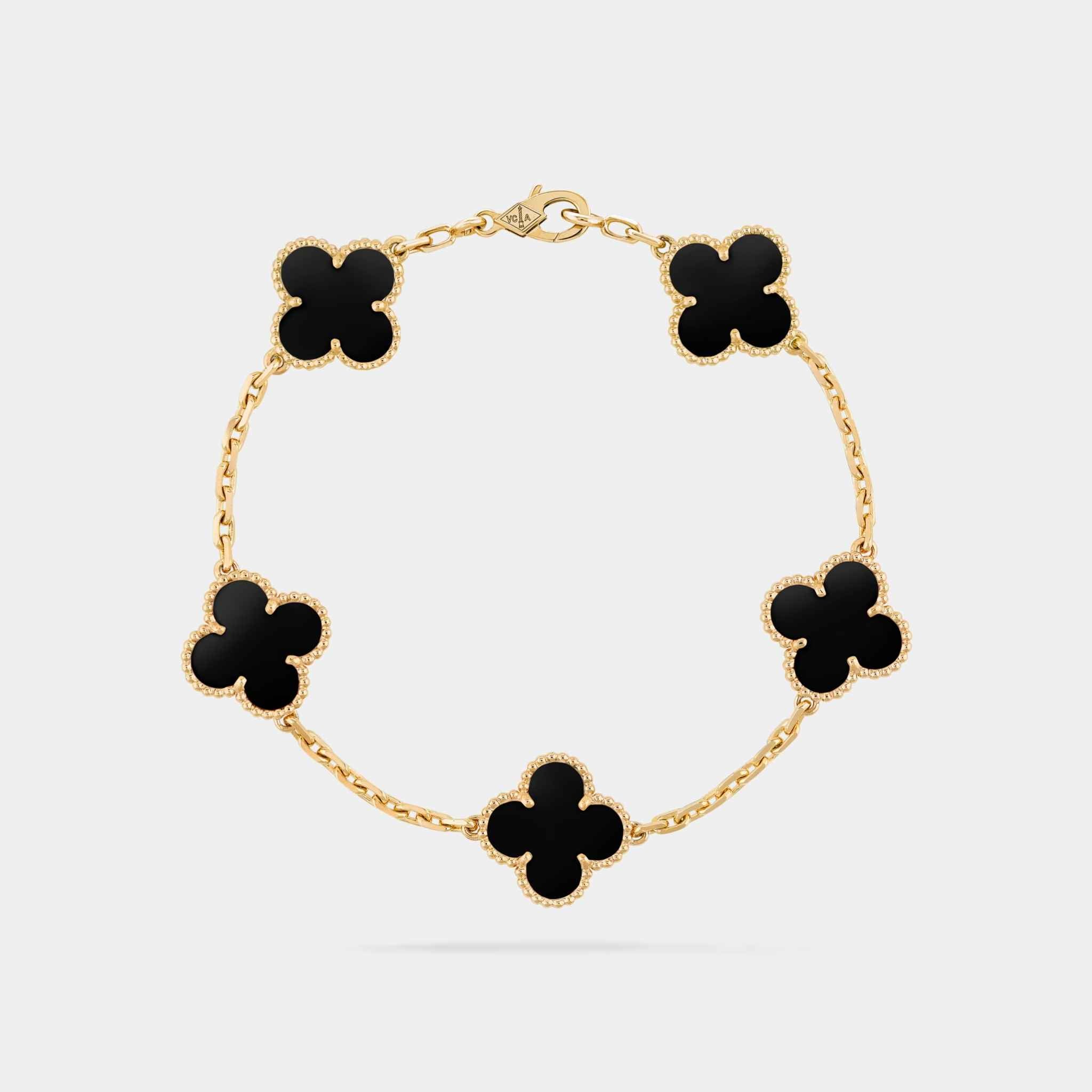 Alhambra Vintage Gold Motifs Bracelet Onyx