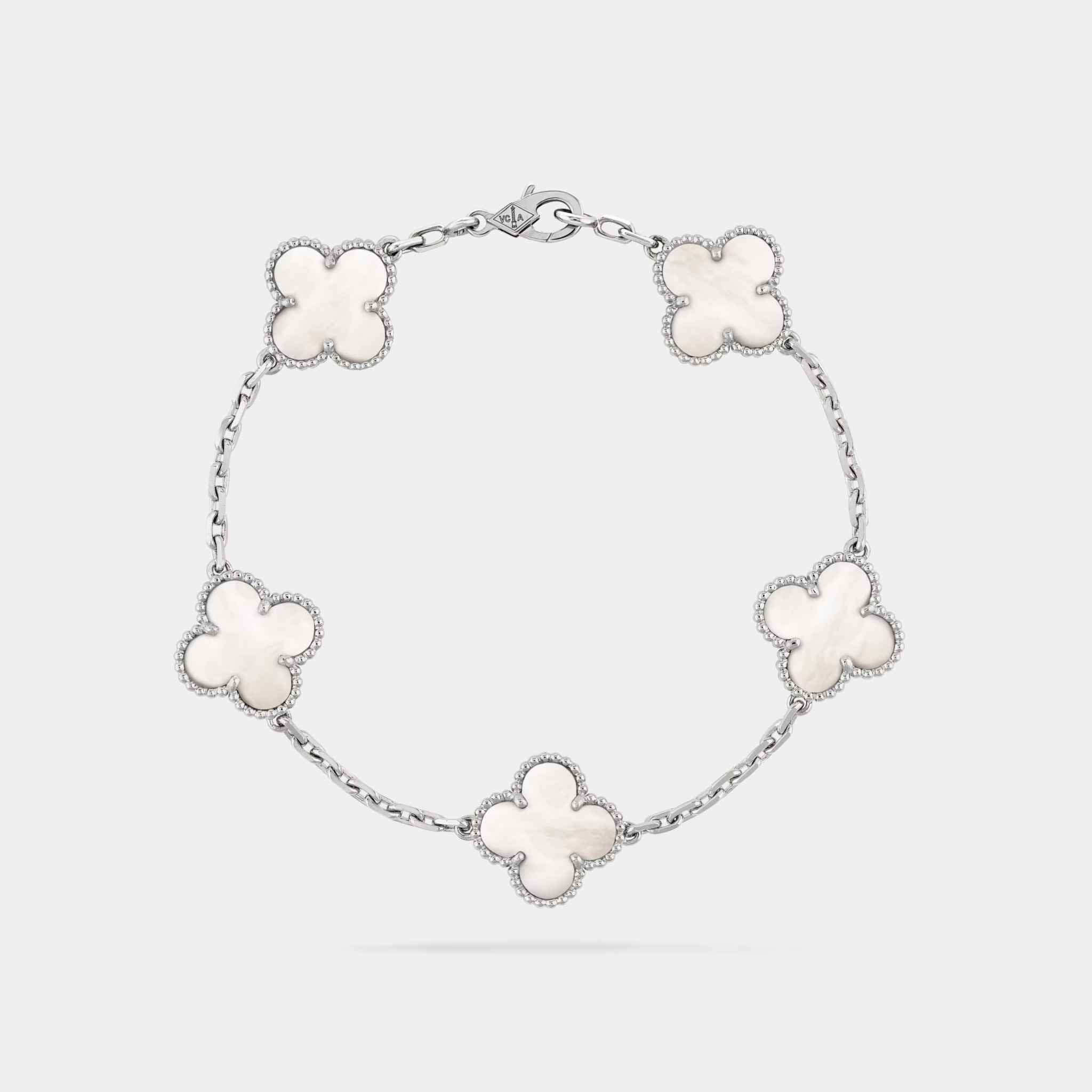 Alhambra Bracelet in White Gold & Mother of Pearl