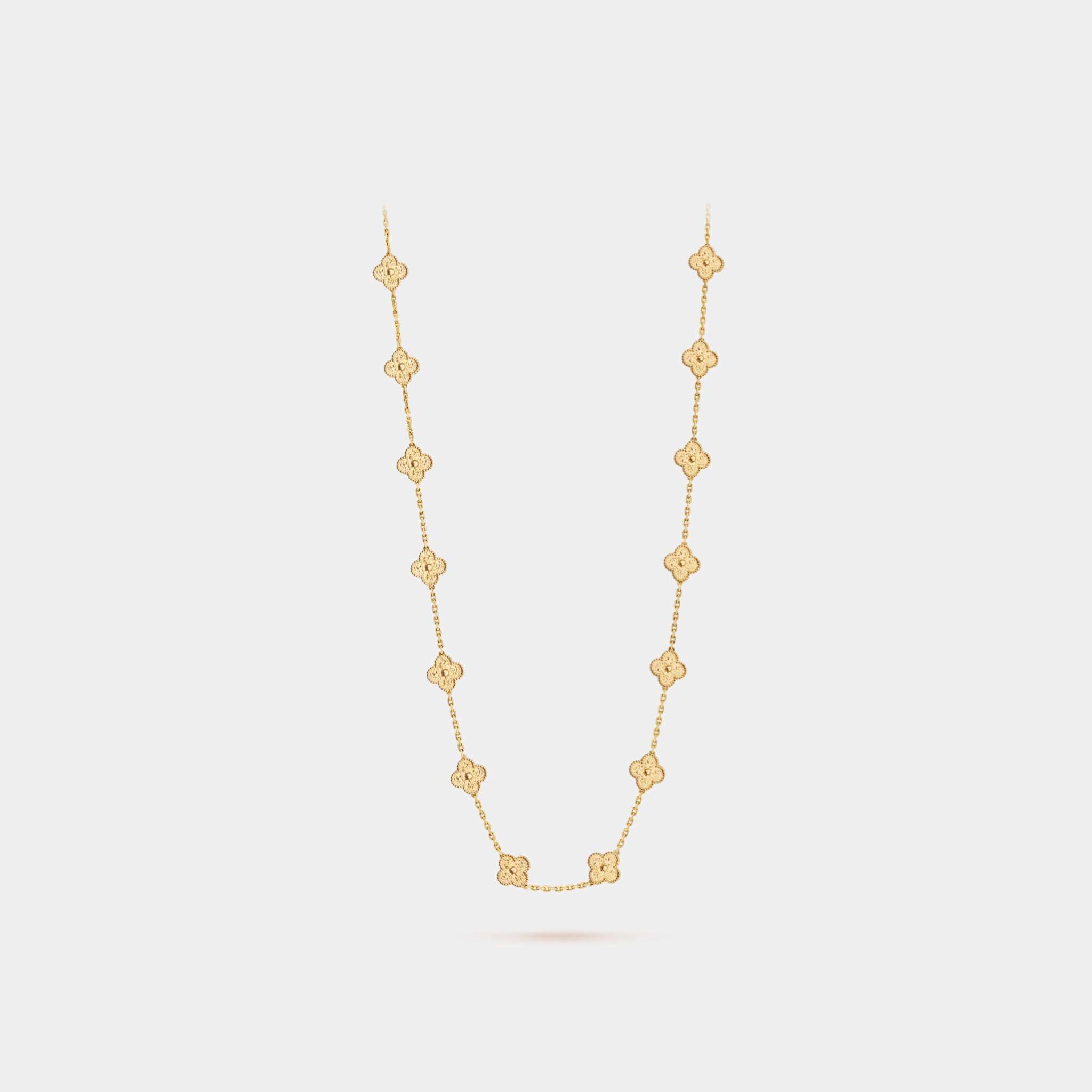 Vintage Alhambra Long Necklace 20 Motifs Yellow Gold